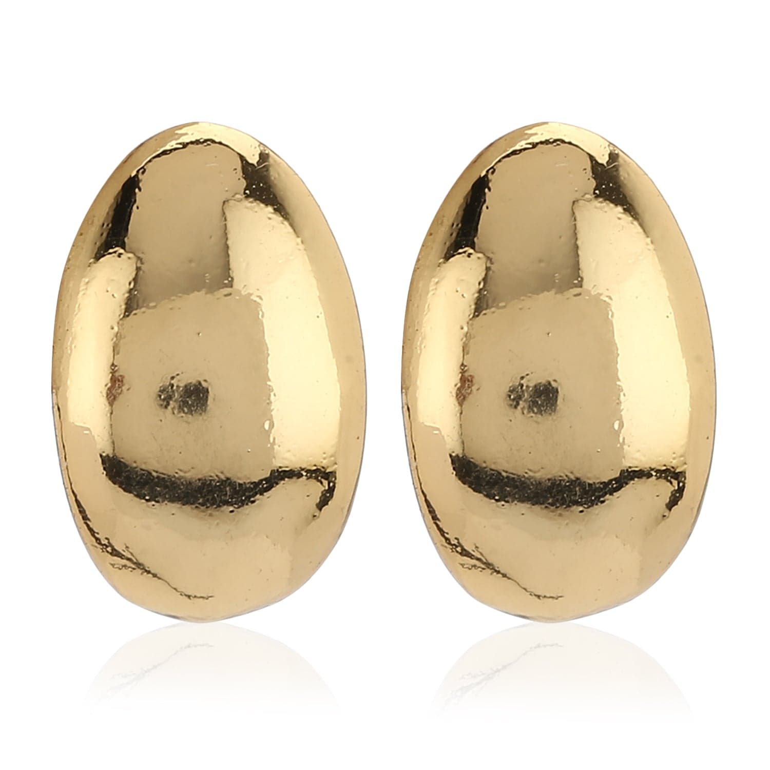 Women's Gold Finish Oval Stud Earrings Minimalist Occasion Jewellery