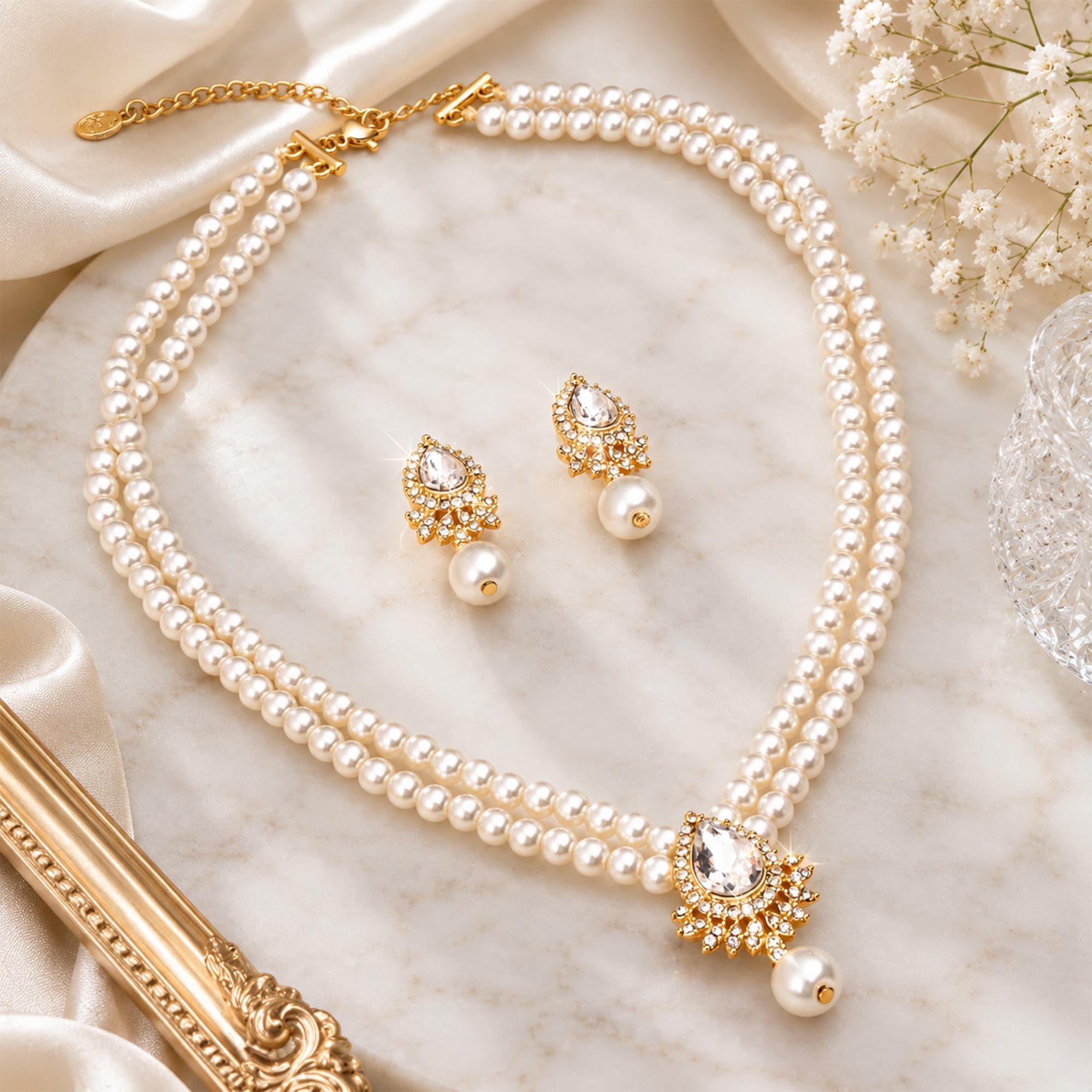 Women's Pearl Necklace Set Elegant Occasion Jewellery