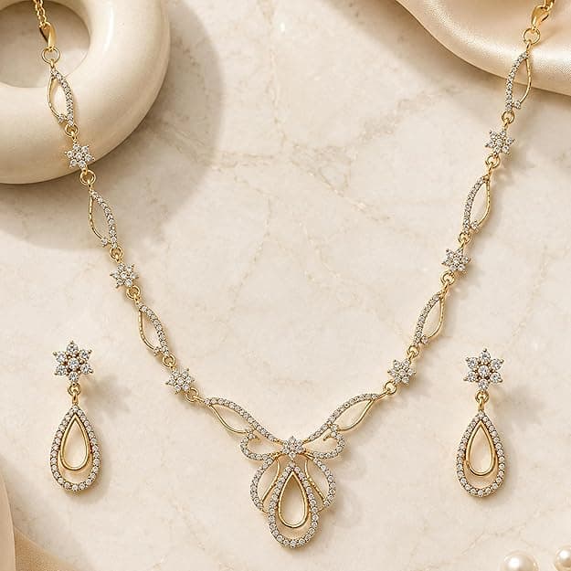 Women's Teardrop Pendant Necklace Set Elegant Occasion Jewellery