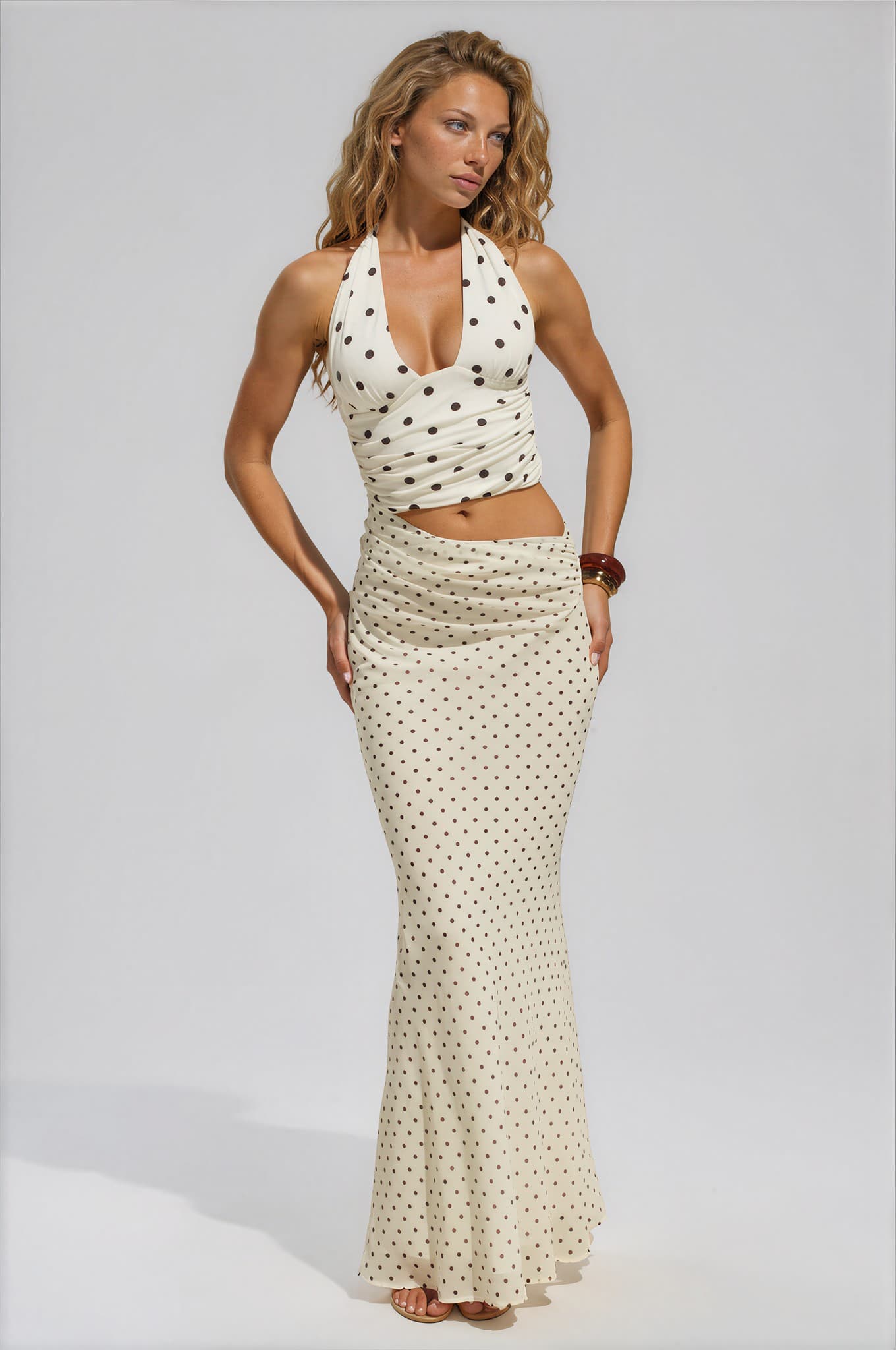 Women's White Casual Bodycon Polka Dot Dress