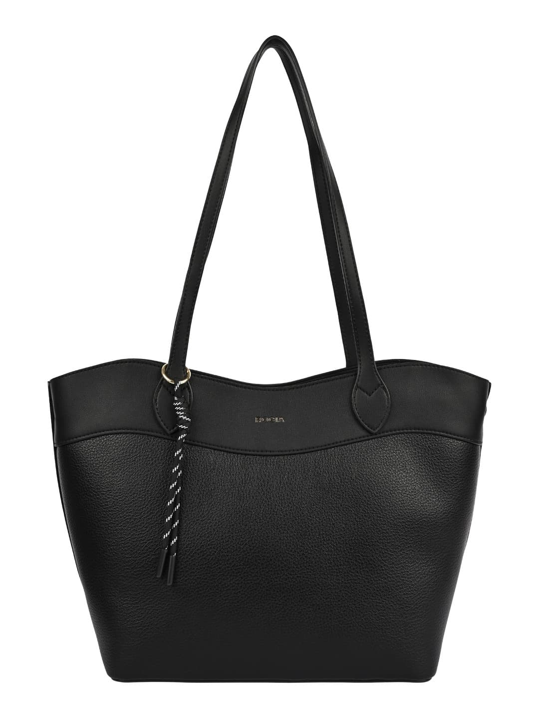 Women's Black Solid Tote Bag