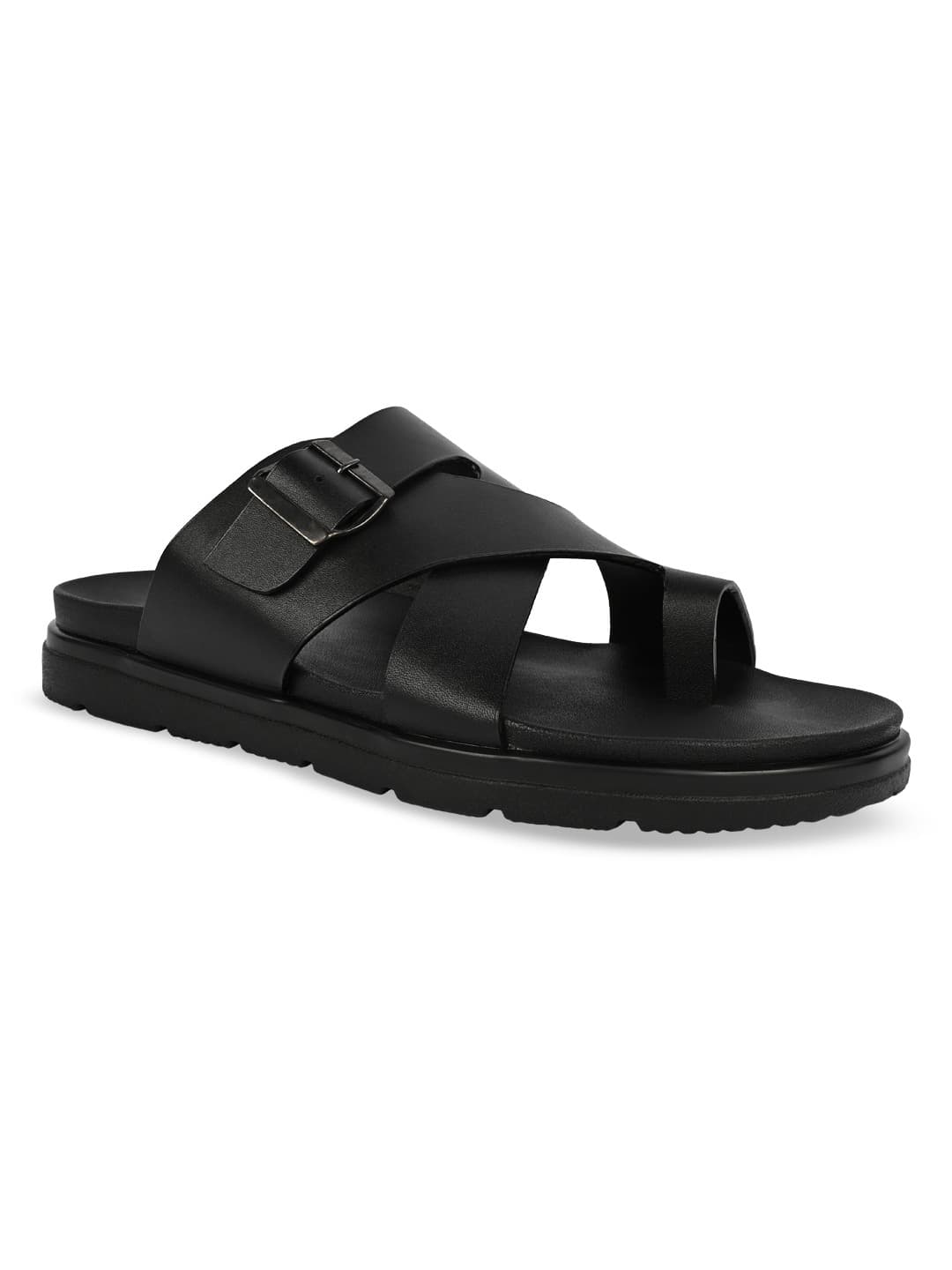 Men's Black Stylish Leather Sandals
