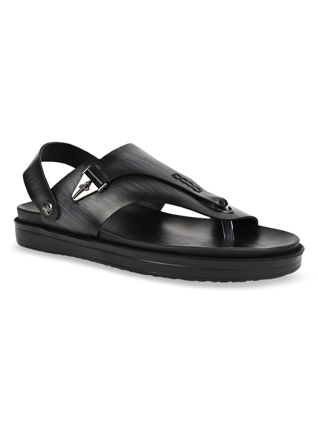 Men's Grey Textured Leather Stylish Sandals