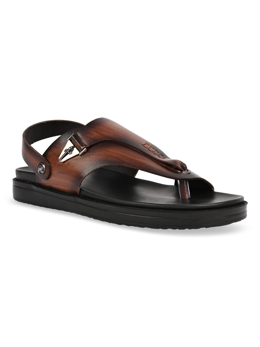 Men's Tan Textured Leather Stylish Sandals