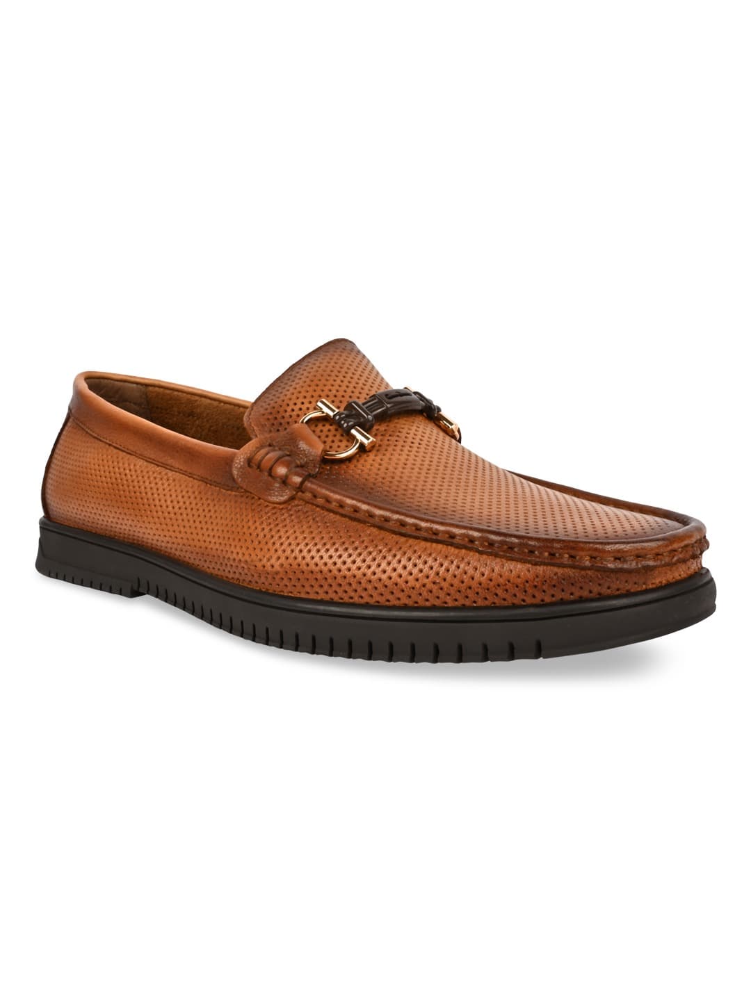 Men's Imperio By Tan Comfort Flexible Buckled Leather Loafers