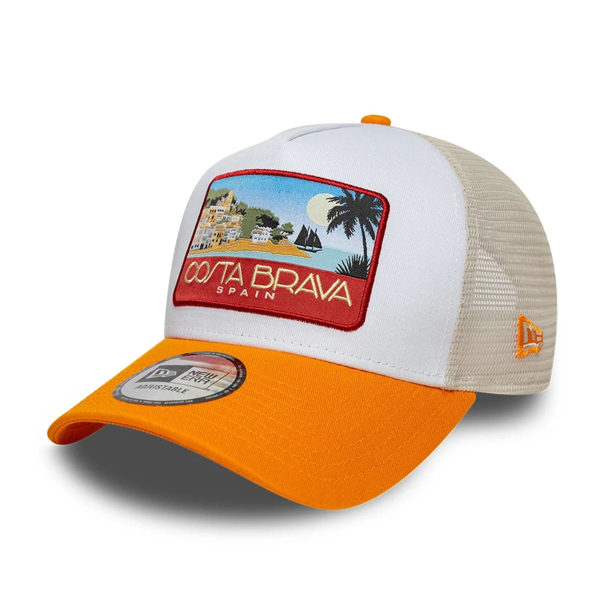 Men's New Era Location Orange A Frame Trucker Adjustable Cap