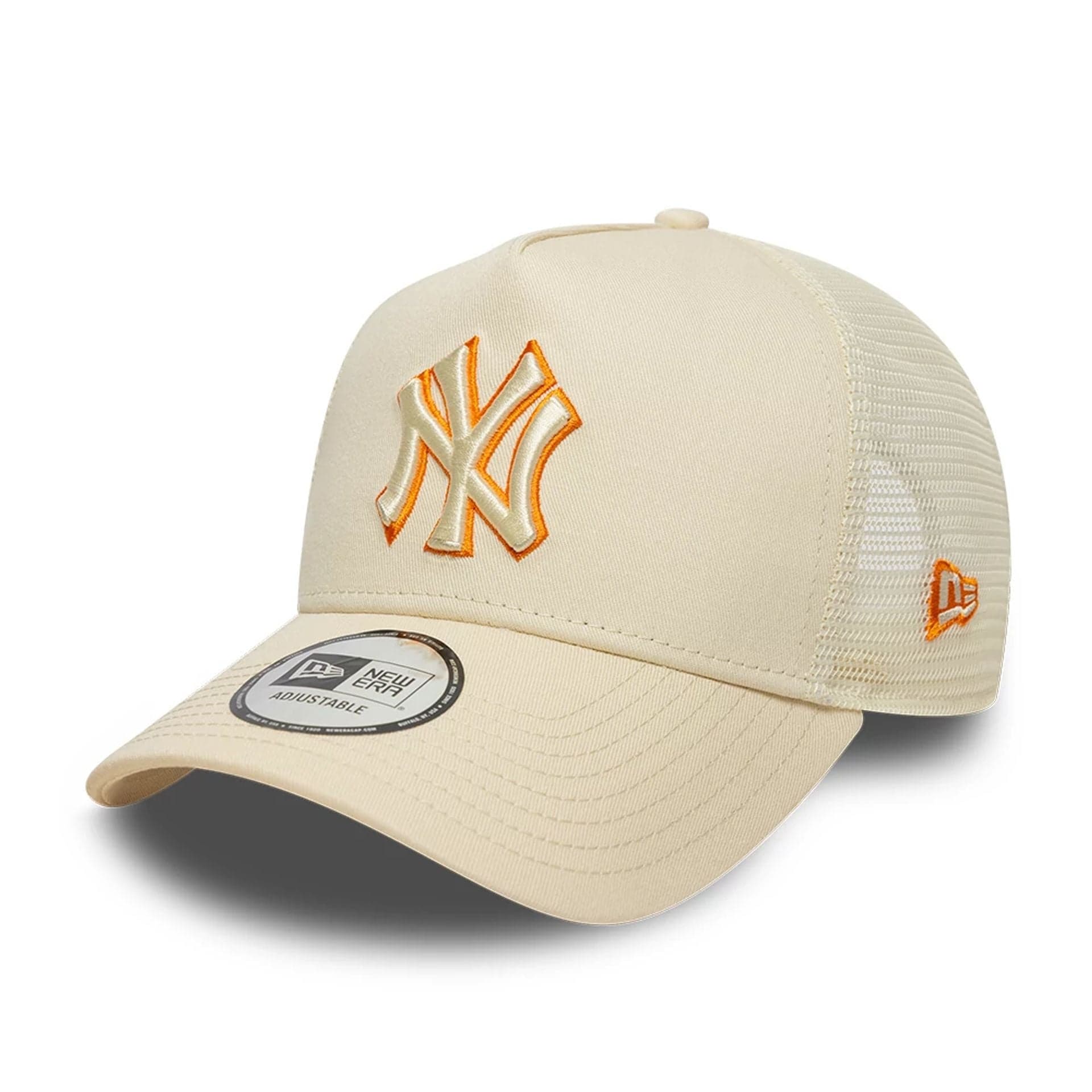 Men's New York Yankees MLB Outline Cream E Frame Trucker Adjustable Cap