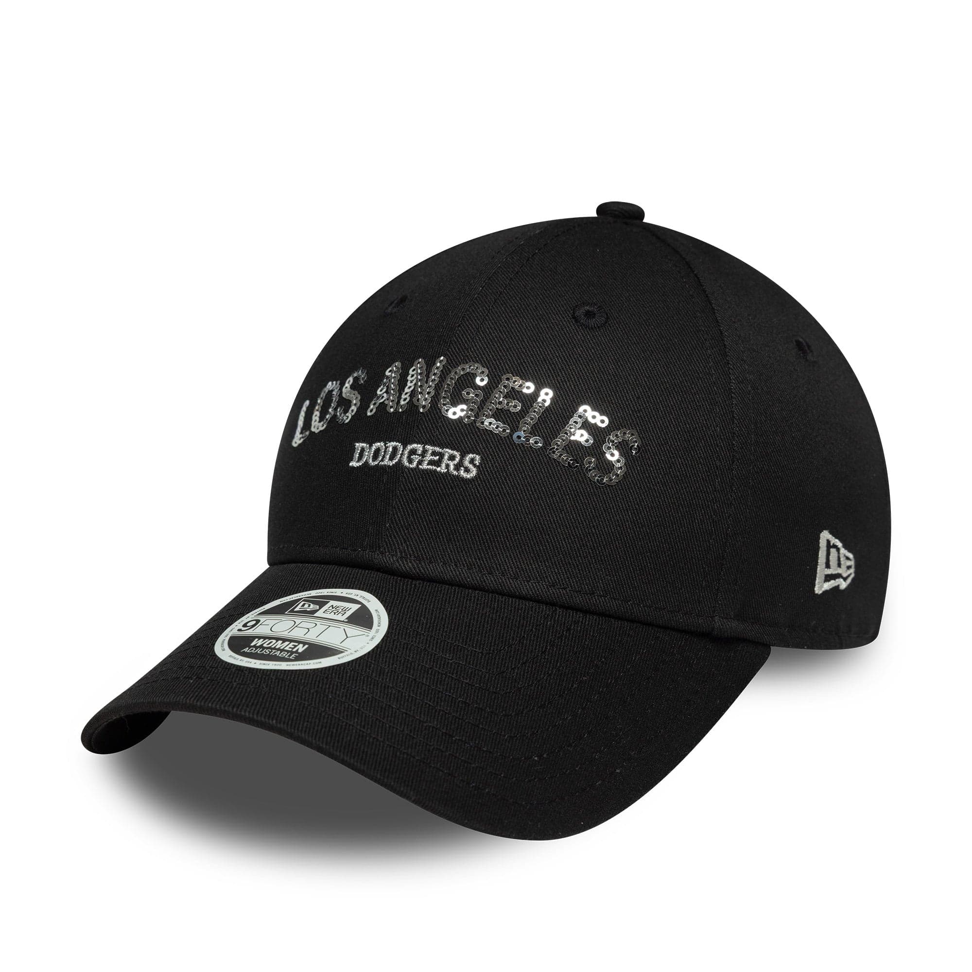 Women's La Dodgers MLB Sequin Wordmark Black Cap