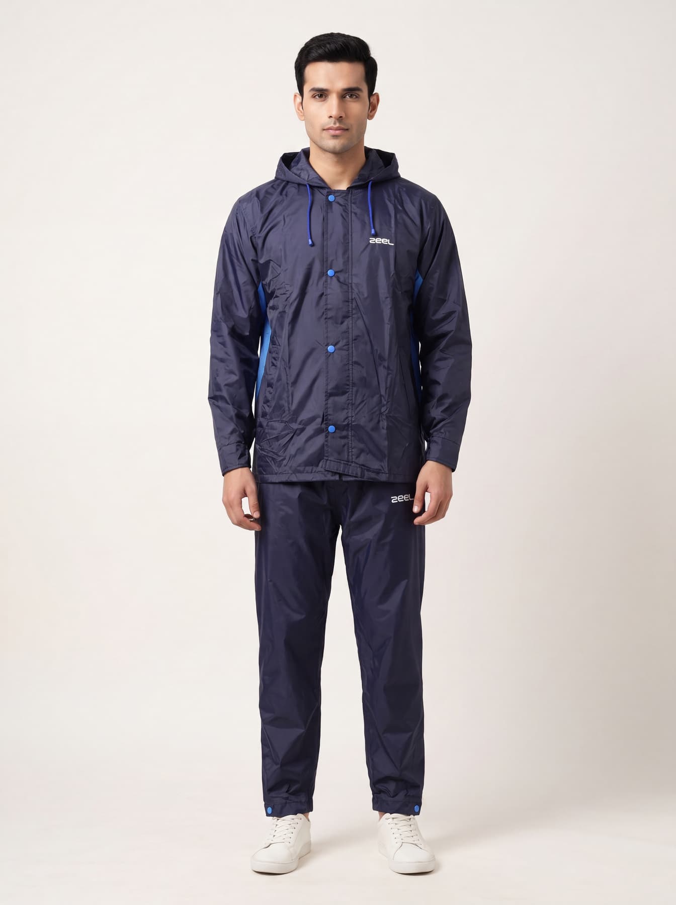 Men's Blue Hooded Neck Pvc Rain Suit
