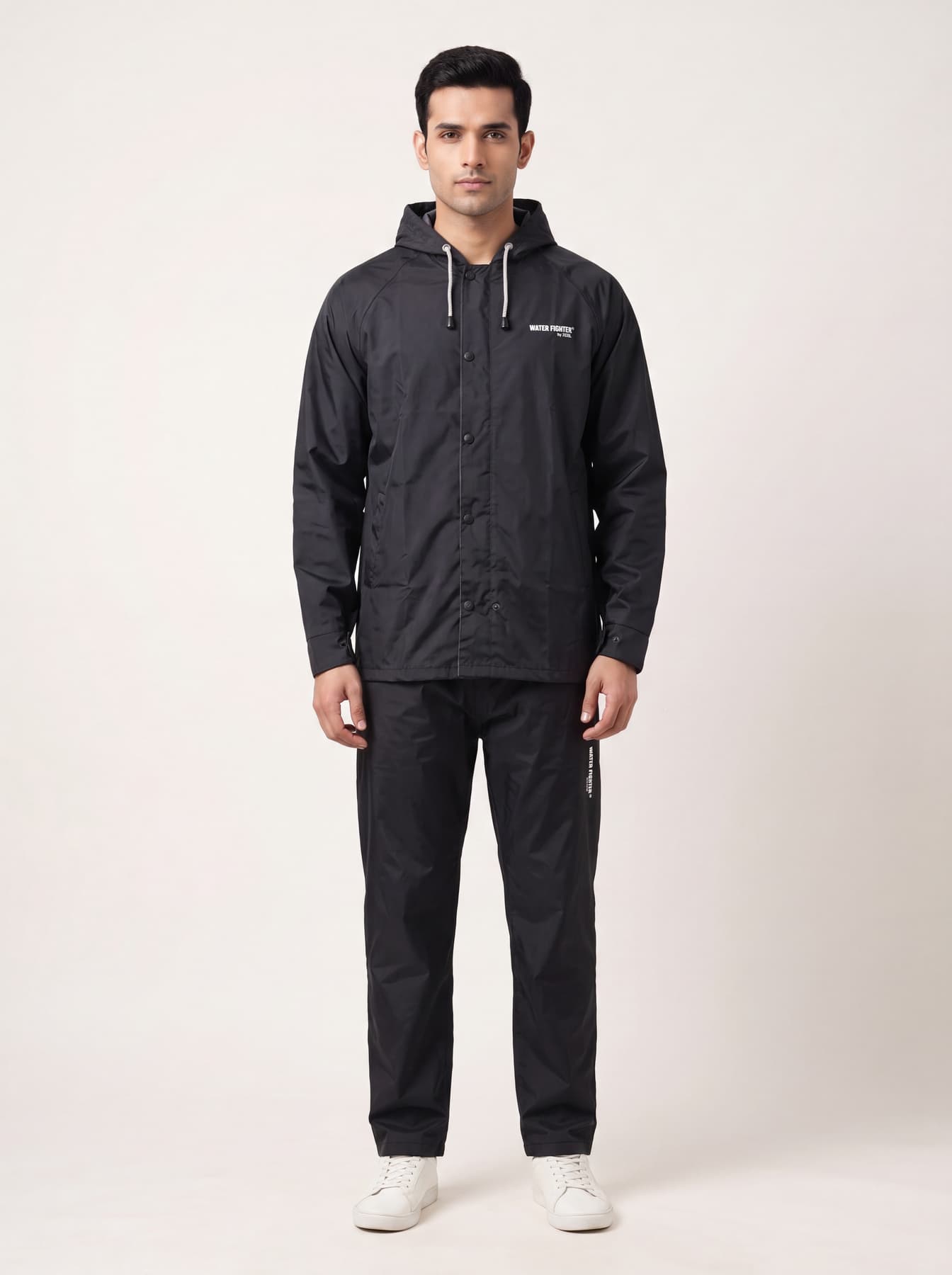 Men's Grey Hooded Neck Occassion Pvc Rain Suit