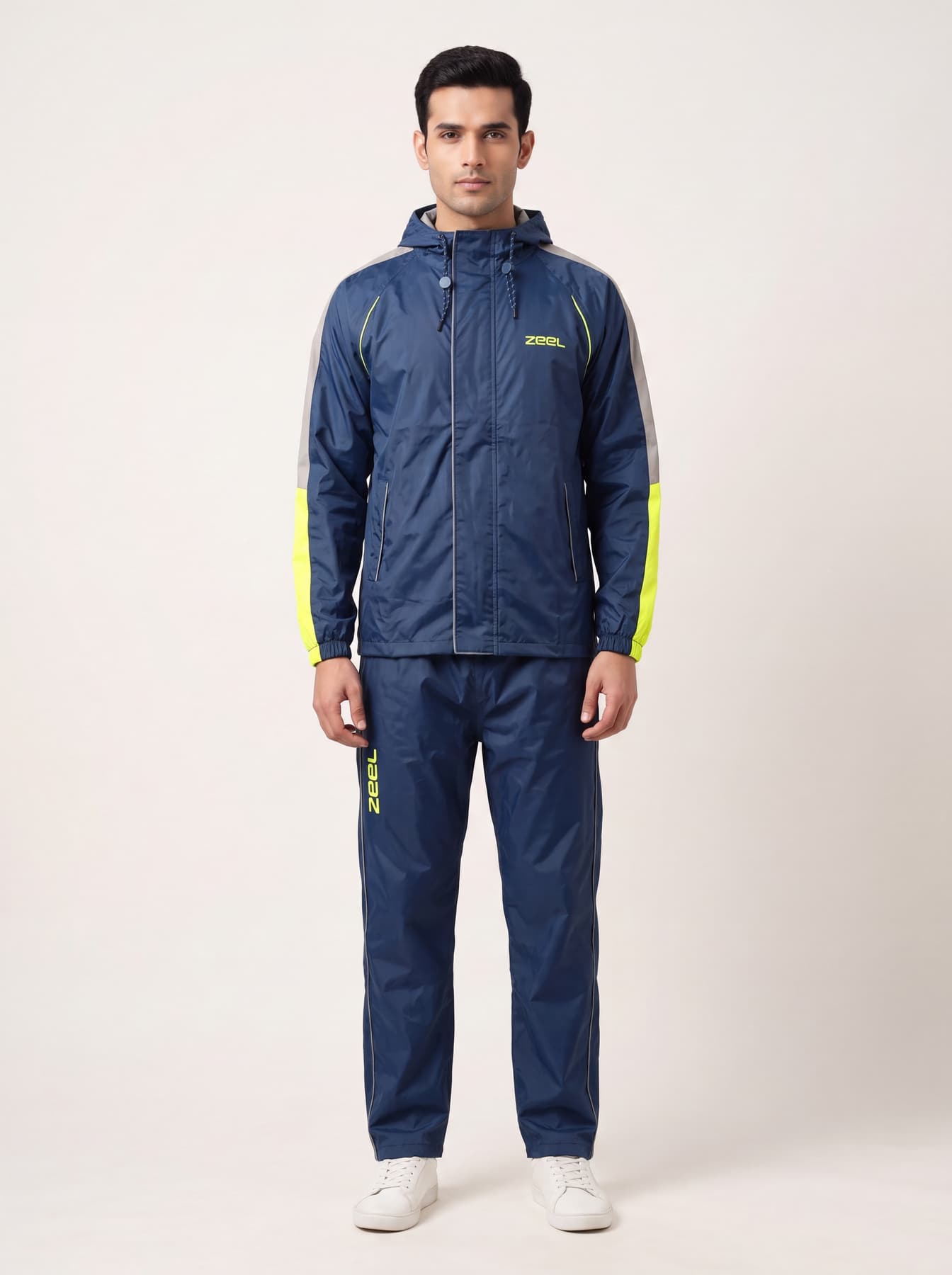 Men's Peacock Hooded Neck Occassion Pvc Rain Suit