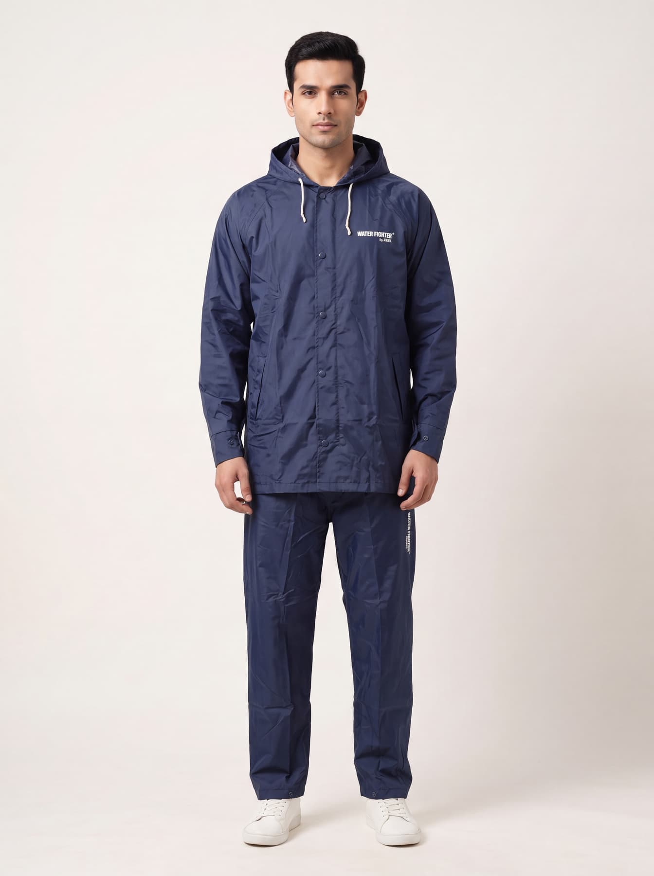 Men's Blue Hooded Neck Occassion Pvc Rain Suit