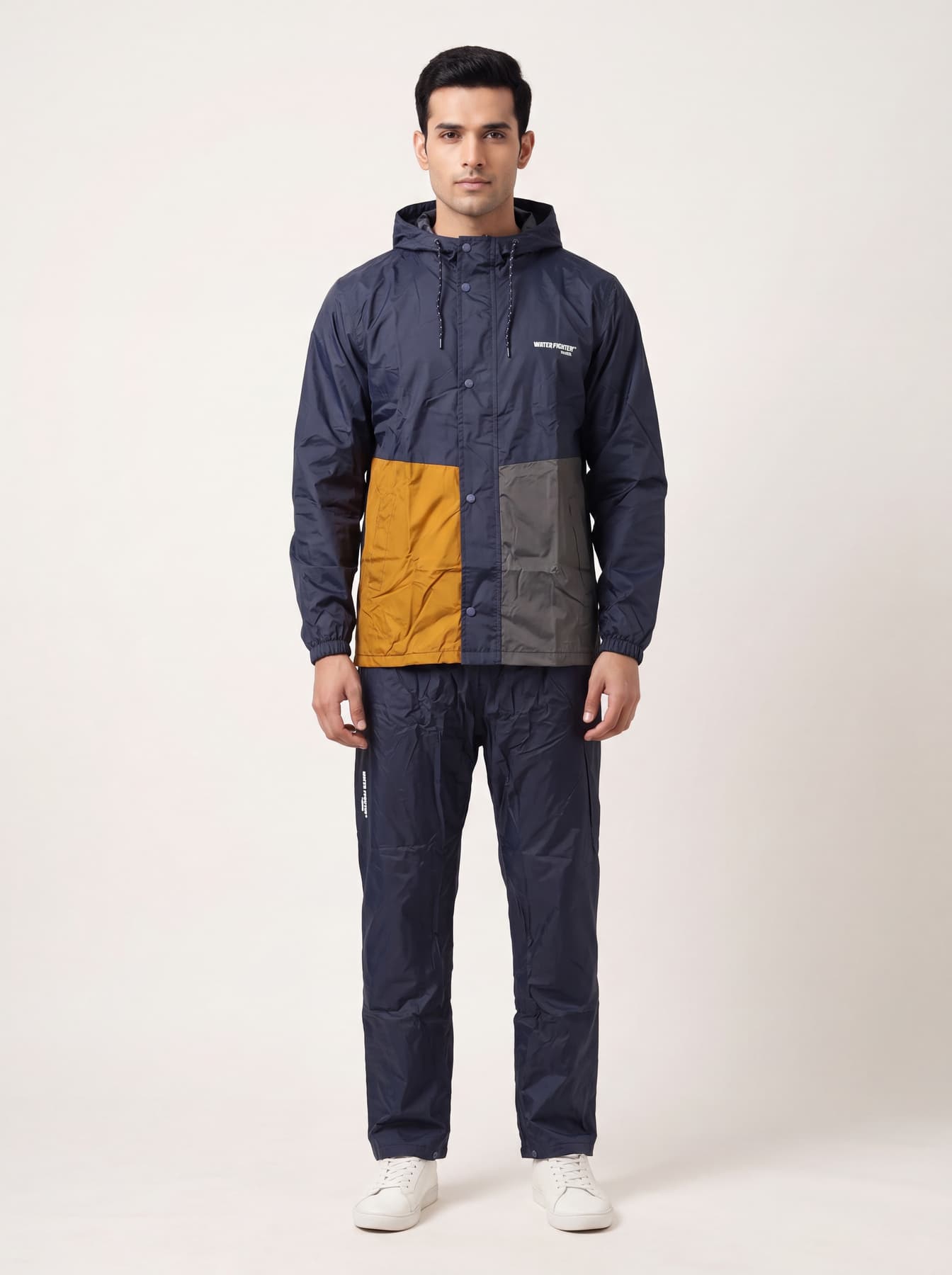 Men's Blue Hooded Neck Occassion Pvc Rain Suit
