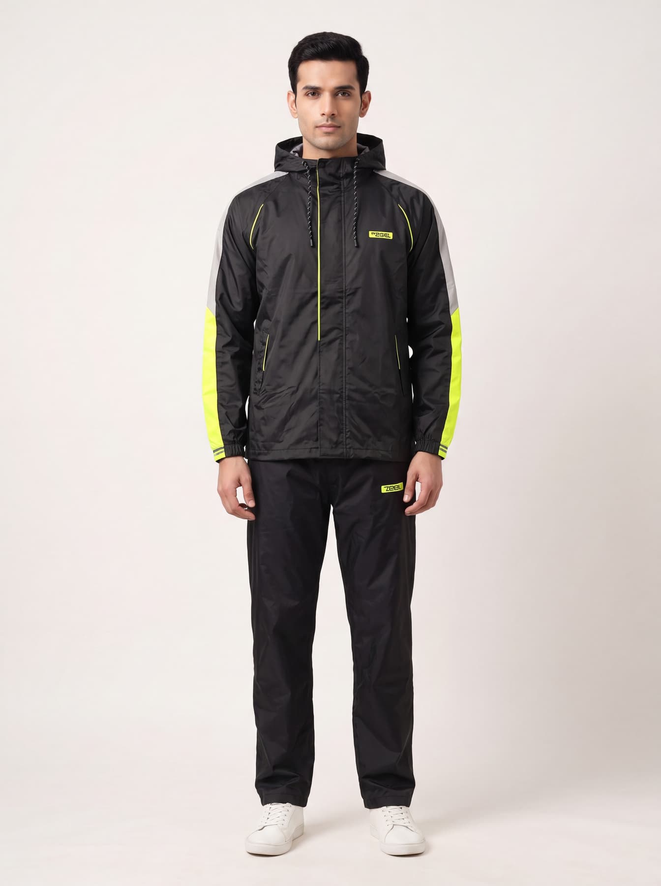 Men's Olive Hooded Neck Occassion Pvc Rain Suit