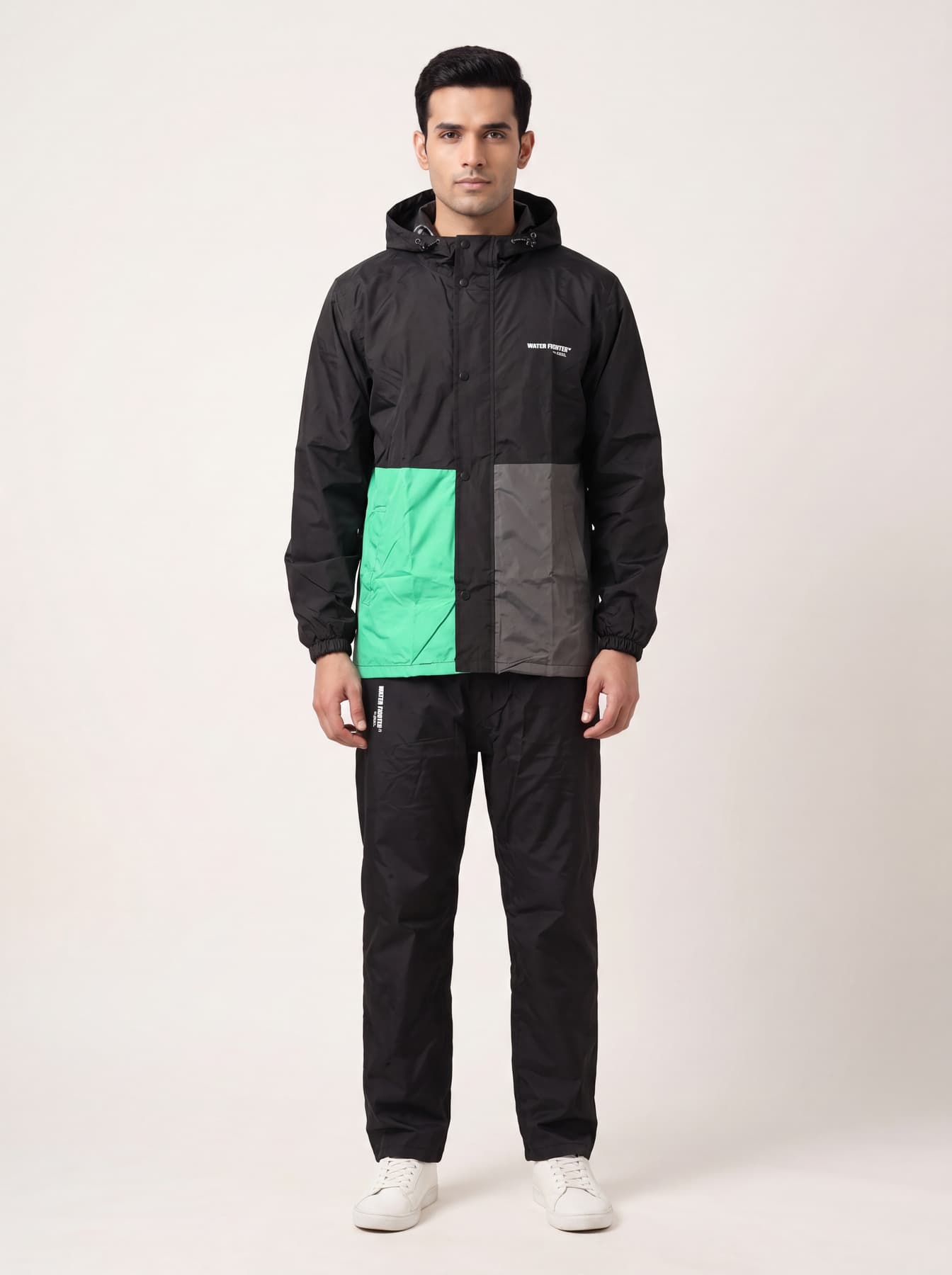 Men's Black Hooded Neck Occassion Pvc Rain Suit