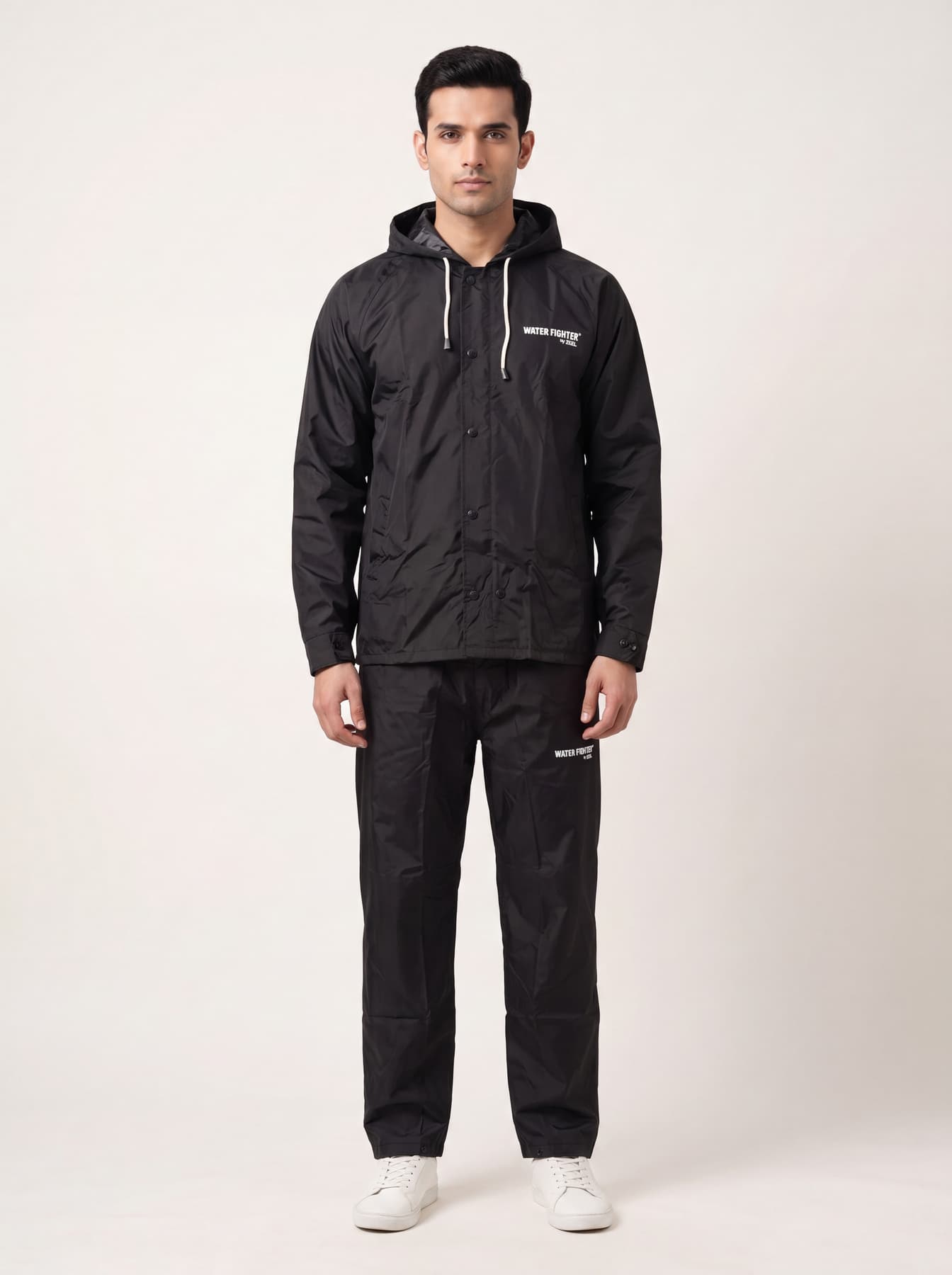Men's Black Hooded Neck Occassion Pvc Rain Suit