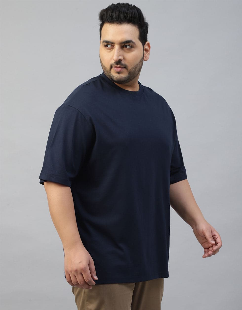 Men's Navy Plain Plus Size Tshirt