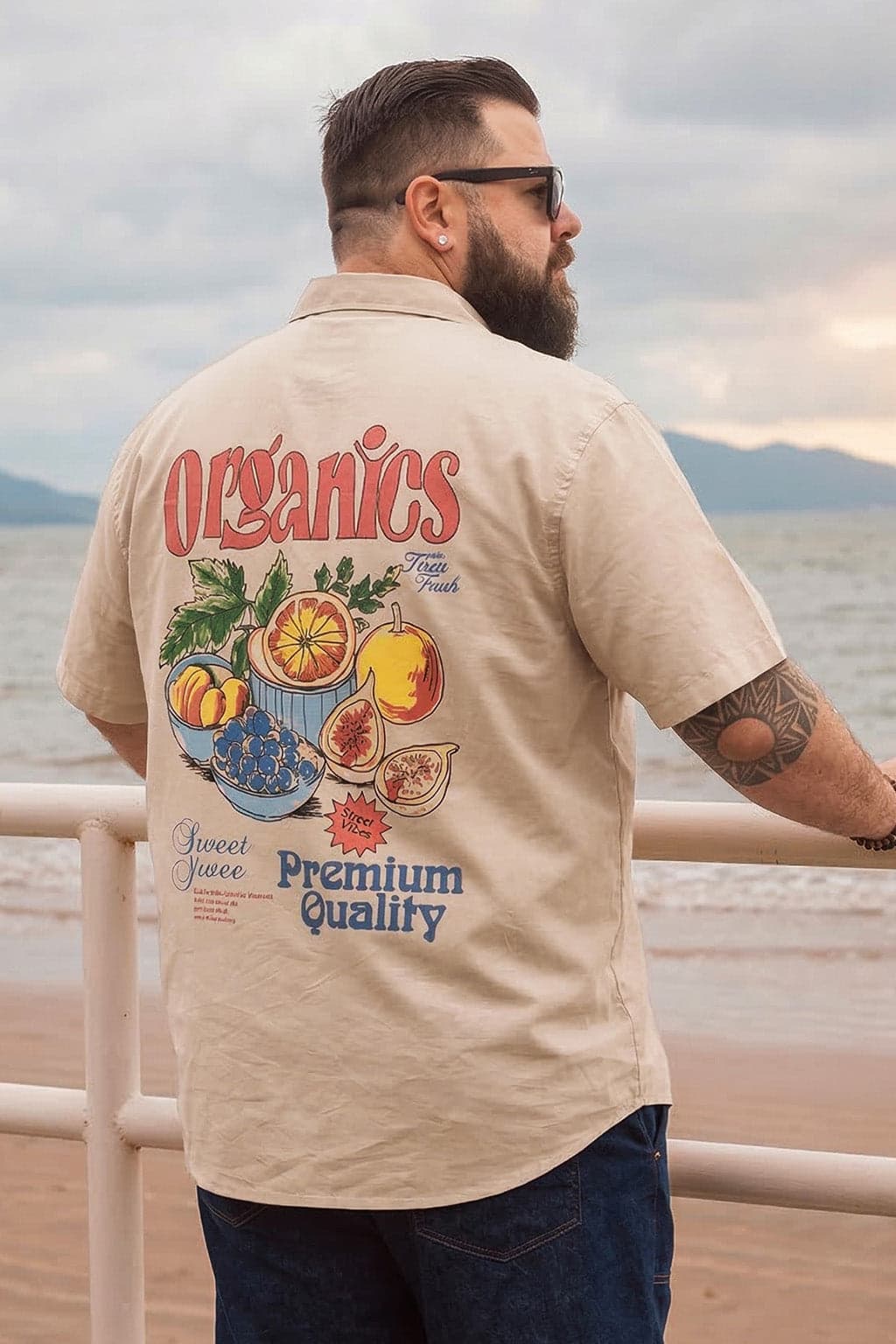 Men's Organics Swanwhite Plus Size Printed Exclusive Shirt