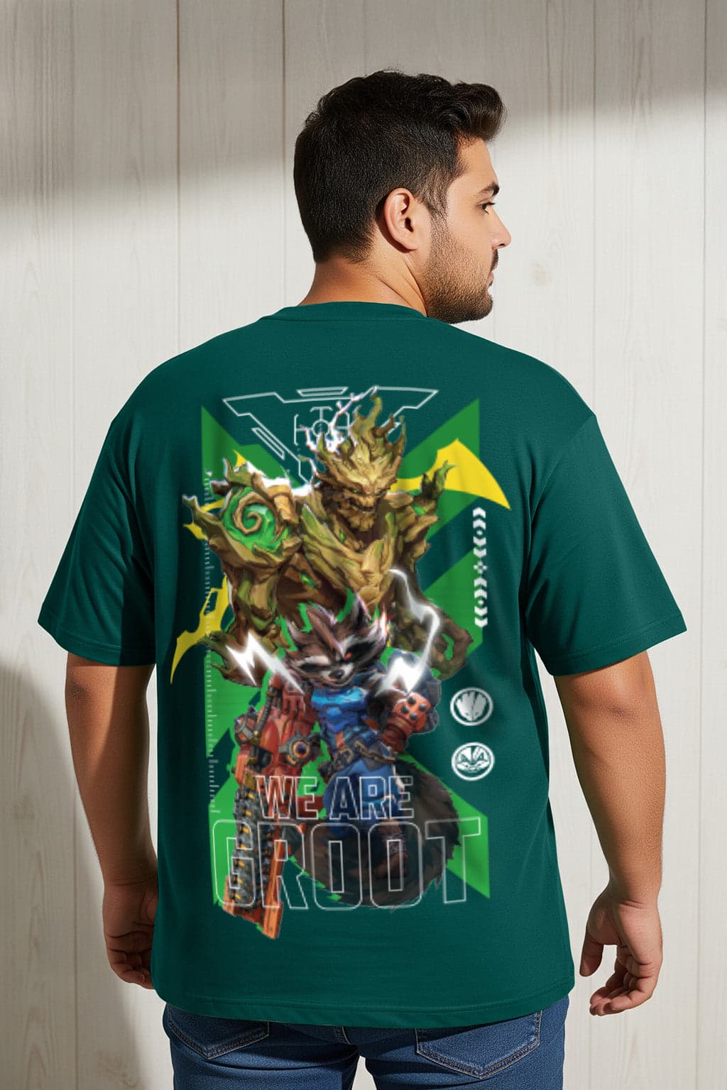 Men's Groot Green Graphic Printed Plus Size Tshirt