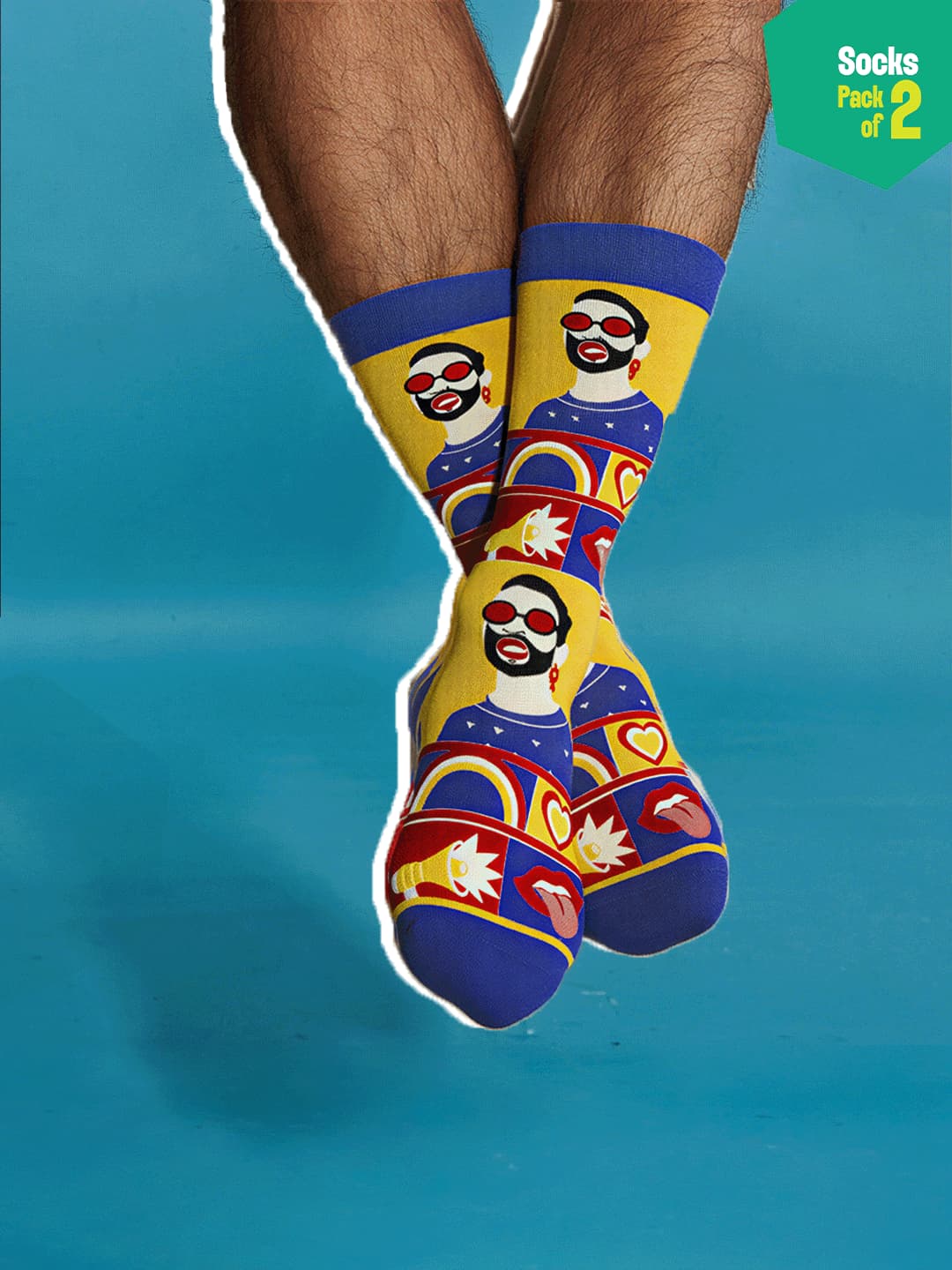 Unisex Multicolor Bold & Proud Crew Length Socks - 100% Organic Cotton - Pack of 2