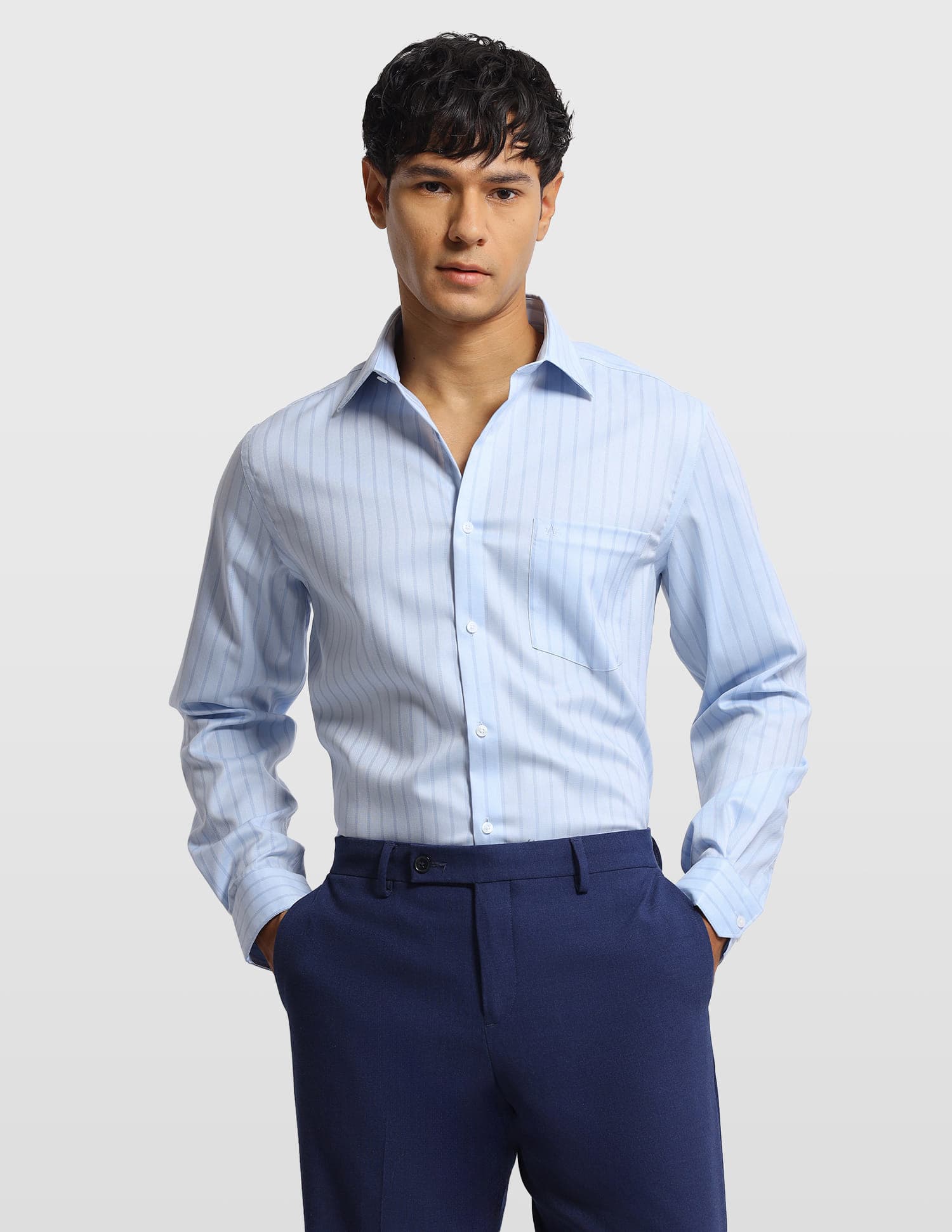 Men's Blue Formal Regular Fit Full Sleeves Shirt