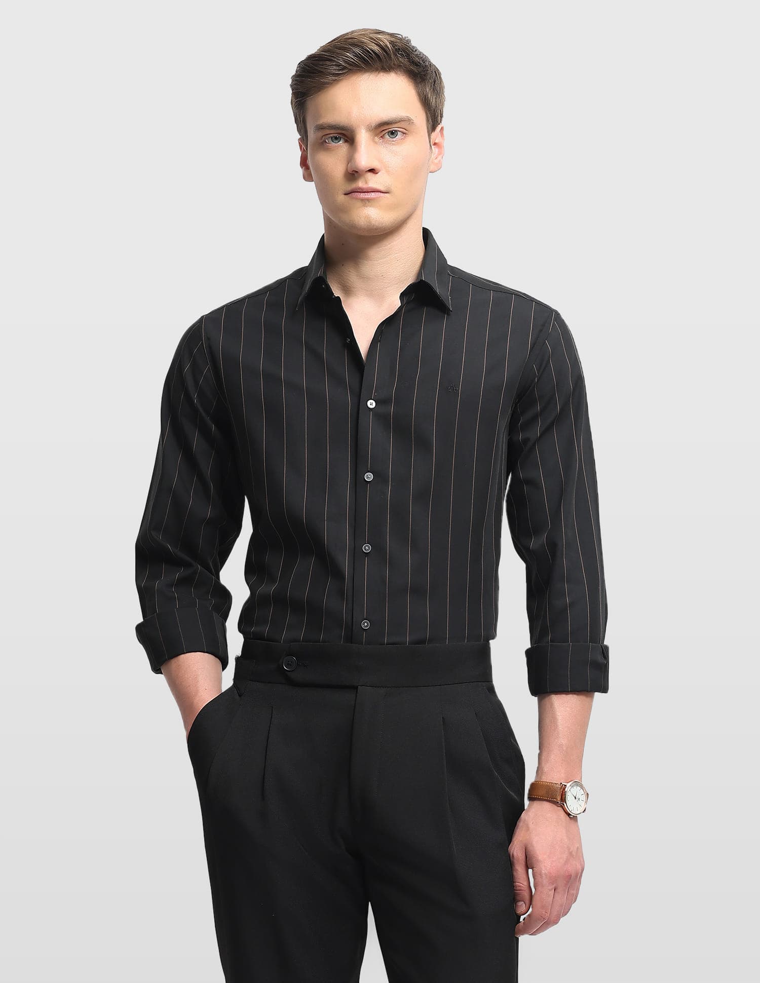 Men's Black Formal Slim Fit Full Sleeves Shirt