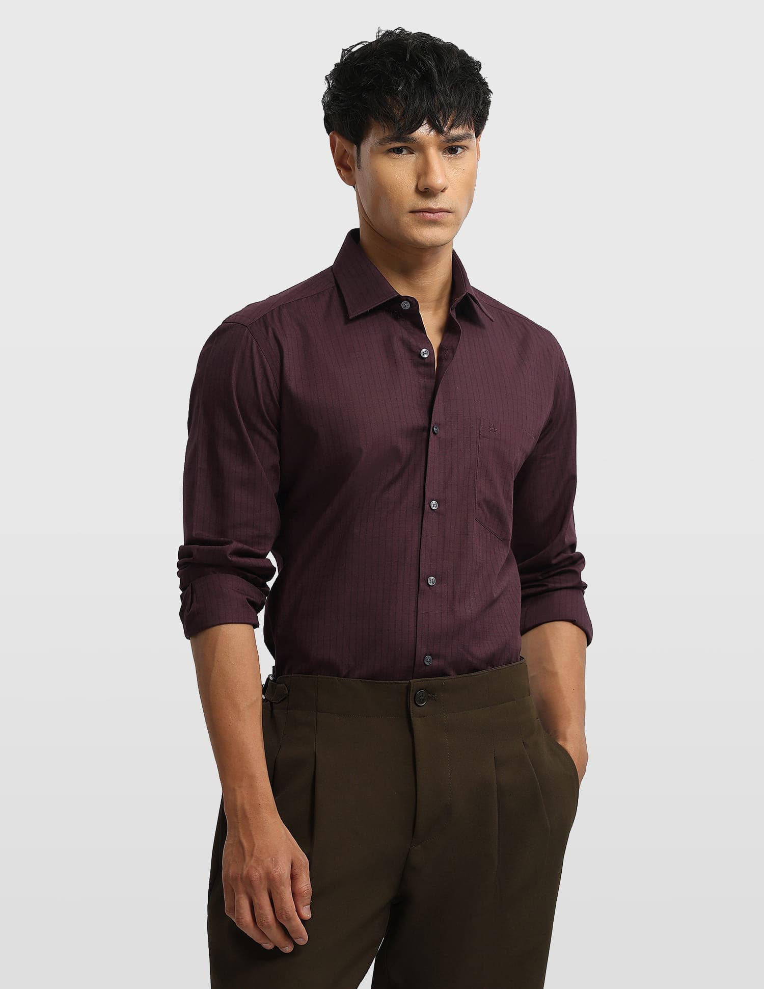 Men's Red Formal Slim Fit Full Sleeves Shirt