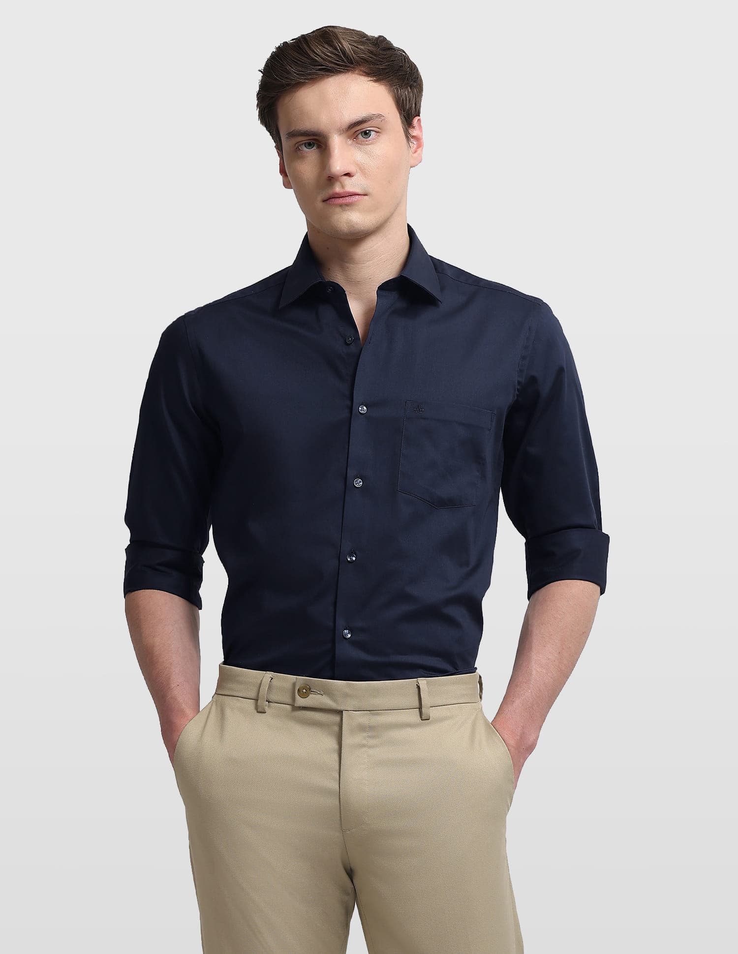 Men's Navy Formal Slim Fit Full Sleeves Shirt