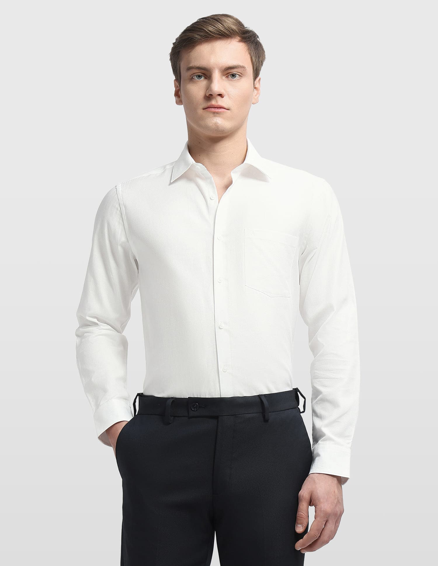 Men's White Formal Regular Fit Full Sleeves Shirt