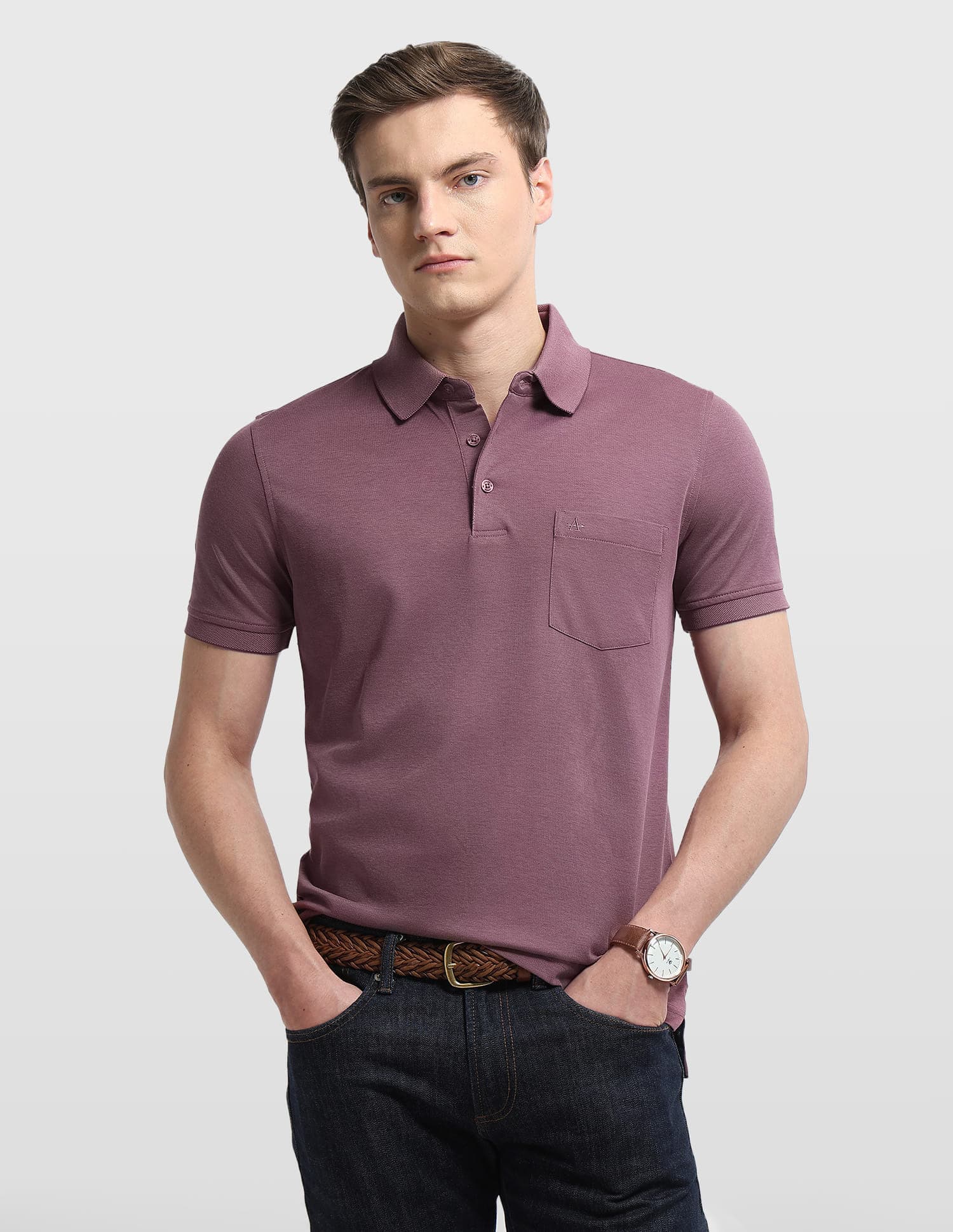 Men's Purple Casual Regular Fit Half Sleeves Polo Tshirt