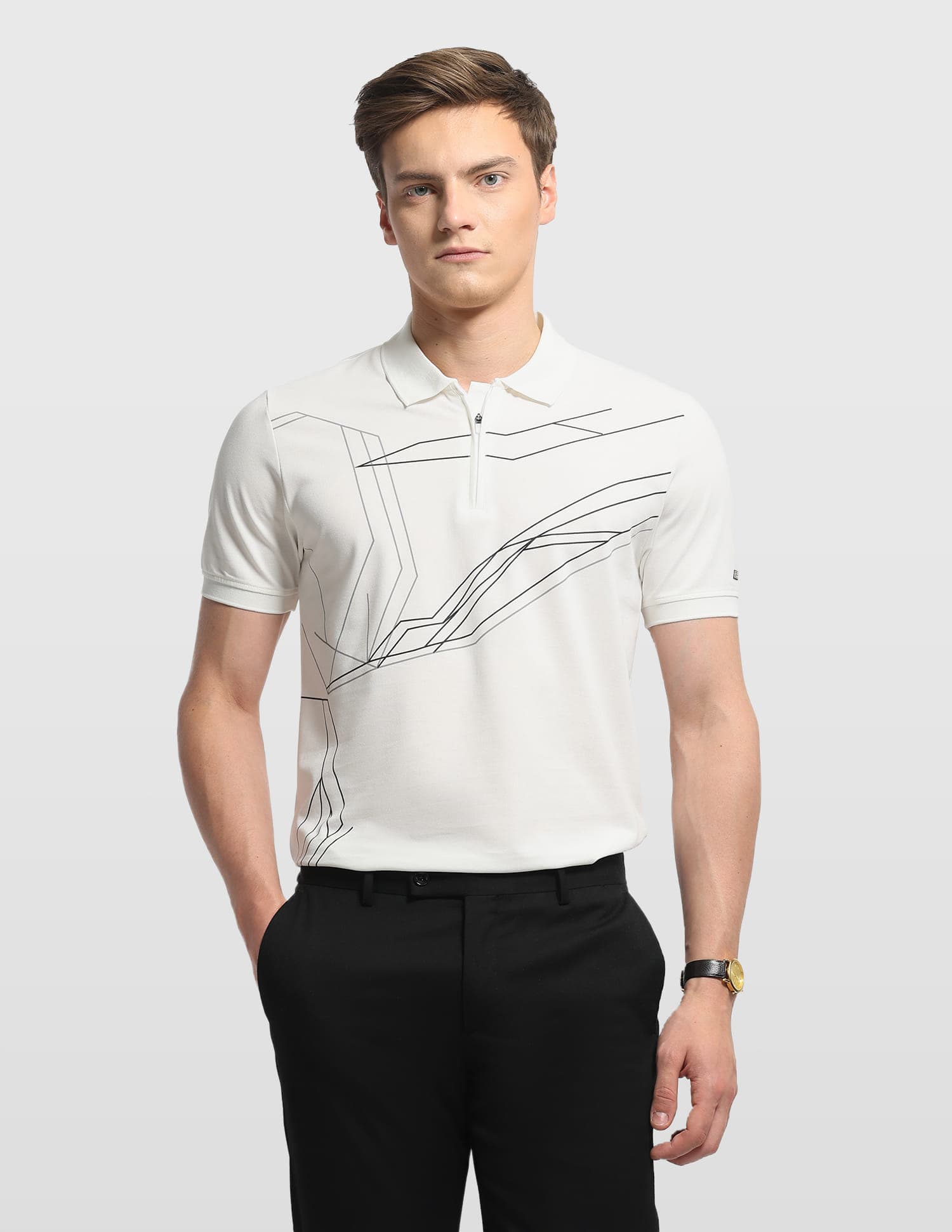 Men's White Casual Regular Fit Half Sleeves Polo Tshirt