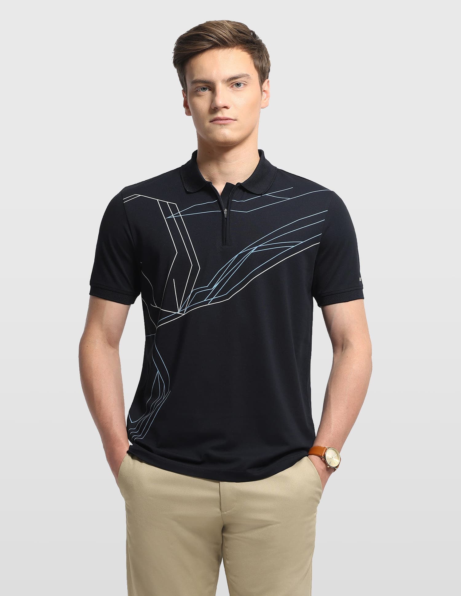 Men's Navy Casual Regular Fit Half Sleeves Polo Tshirt