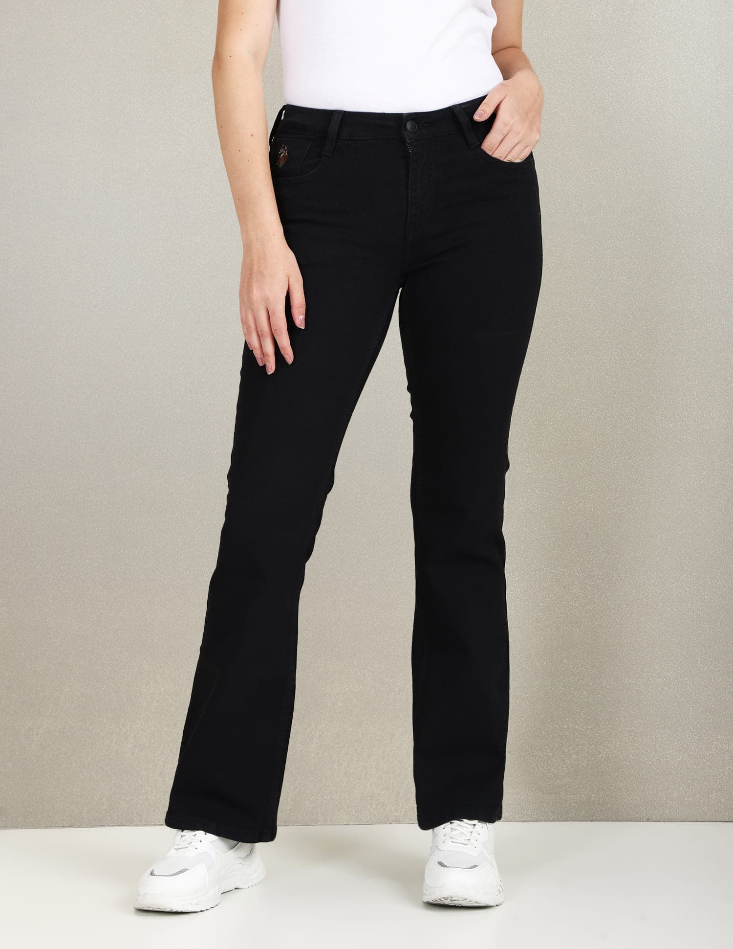Women's Black Mid Rise Bootcut Fit Jeans