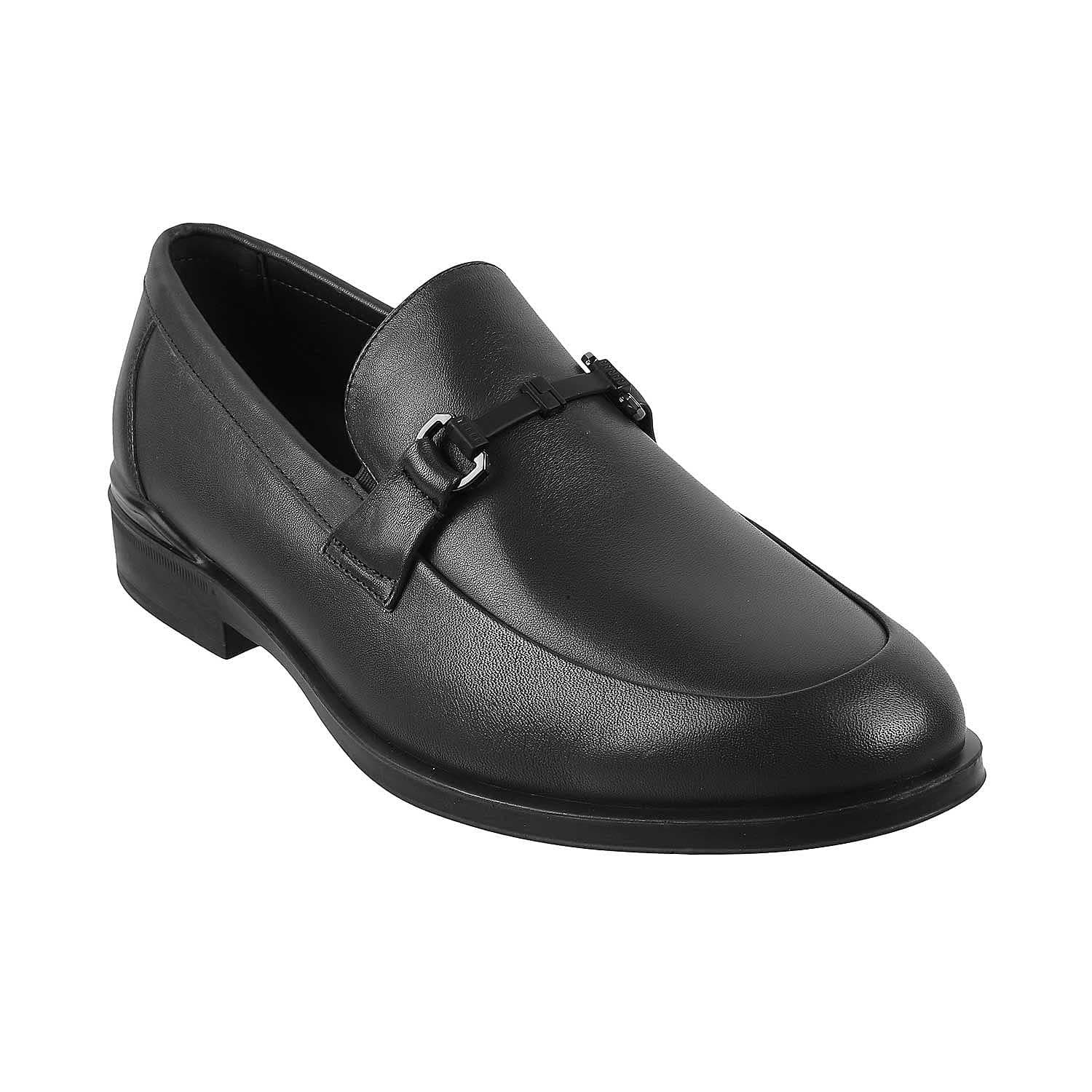Men's Black Round Toe Low-Top Leather Loafers Formal Shoes
