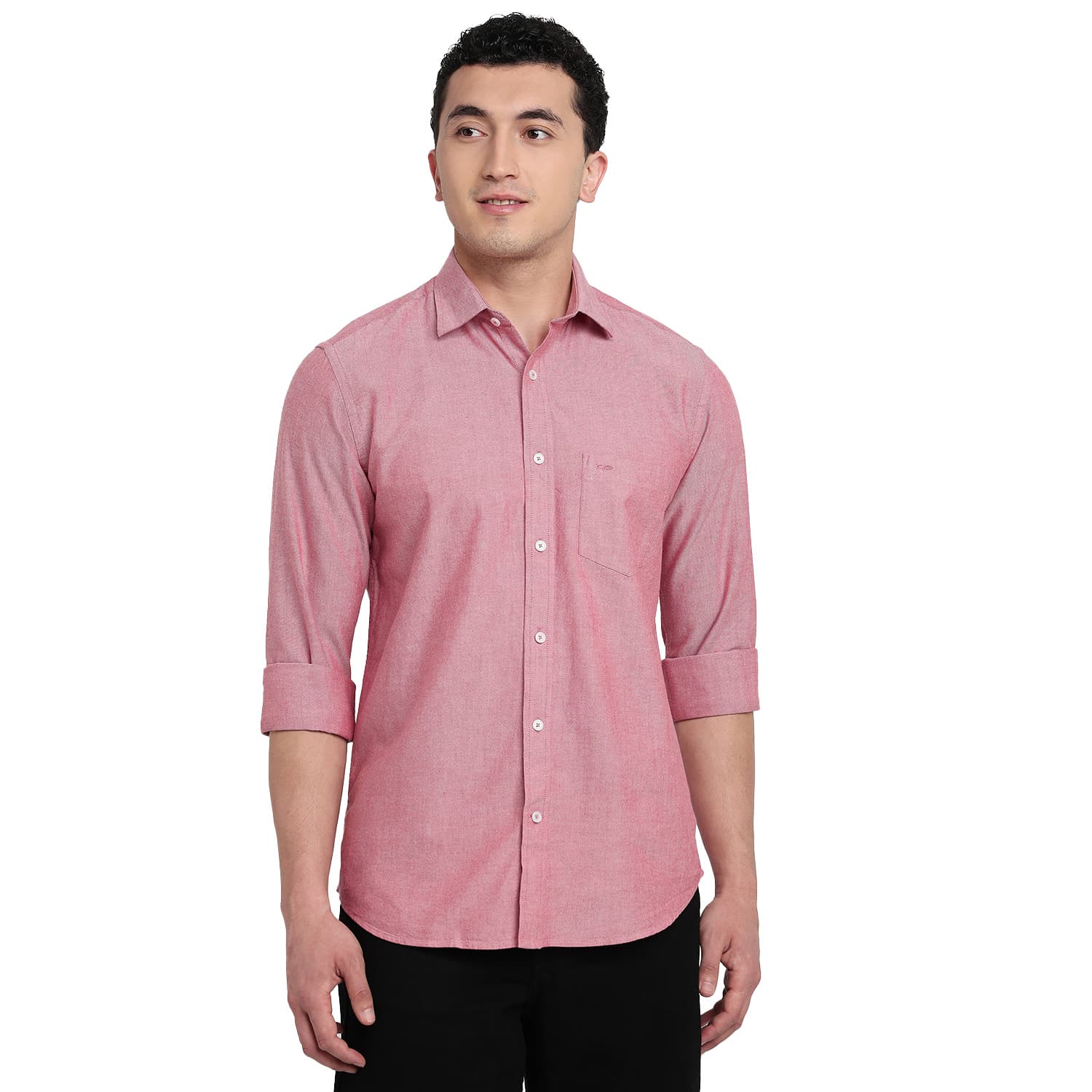 Men's Medium Red Regular Fit Casual Full Sleeves Cotton Shirt