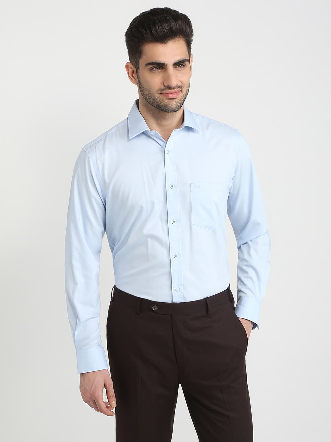 Men's Medium Blue Regular Fit Casual Full Sleeves Cotton Shirt