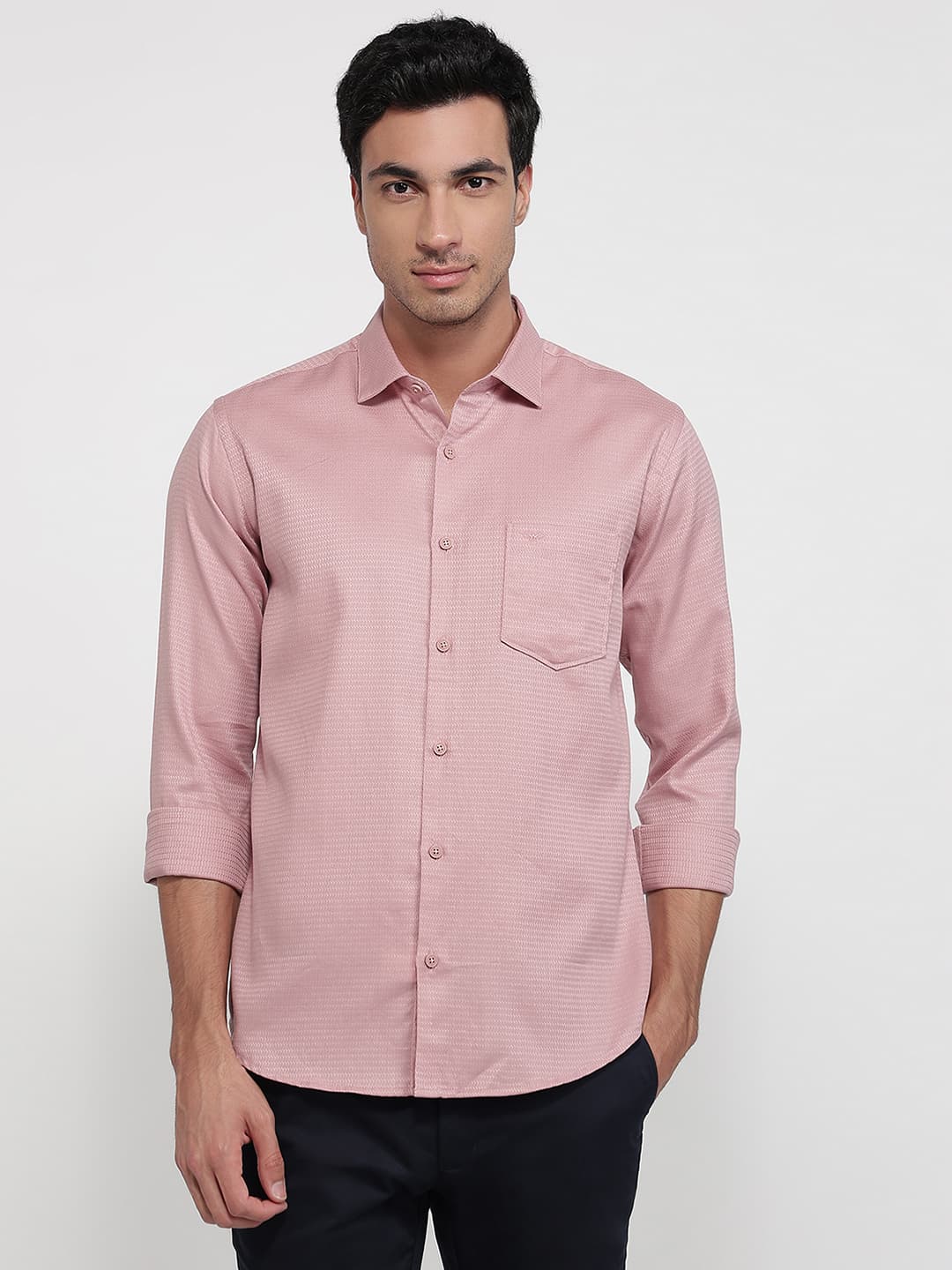 Men's Dark Red Slim Fit Casual Full Sleeves Cotton Blend Shirt