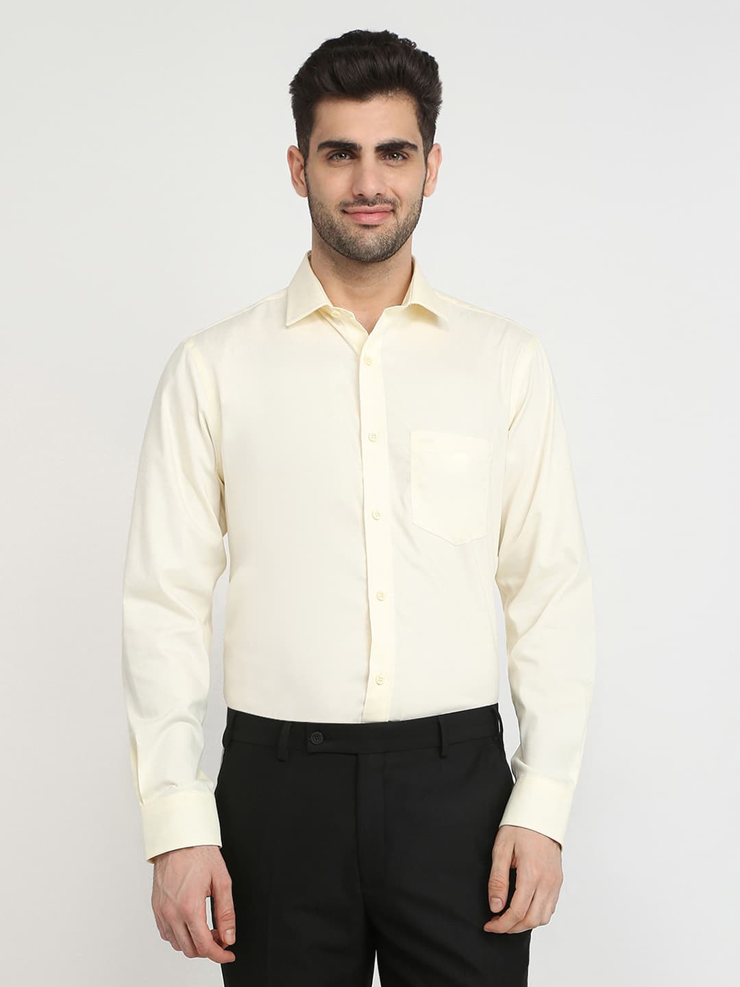 Men's Medium Yellow Regular Fit Casual Full Sleeves Cotton Shirt