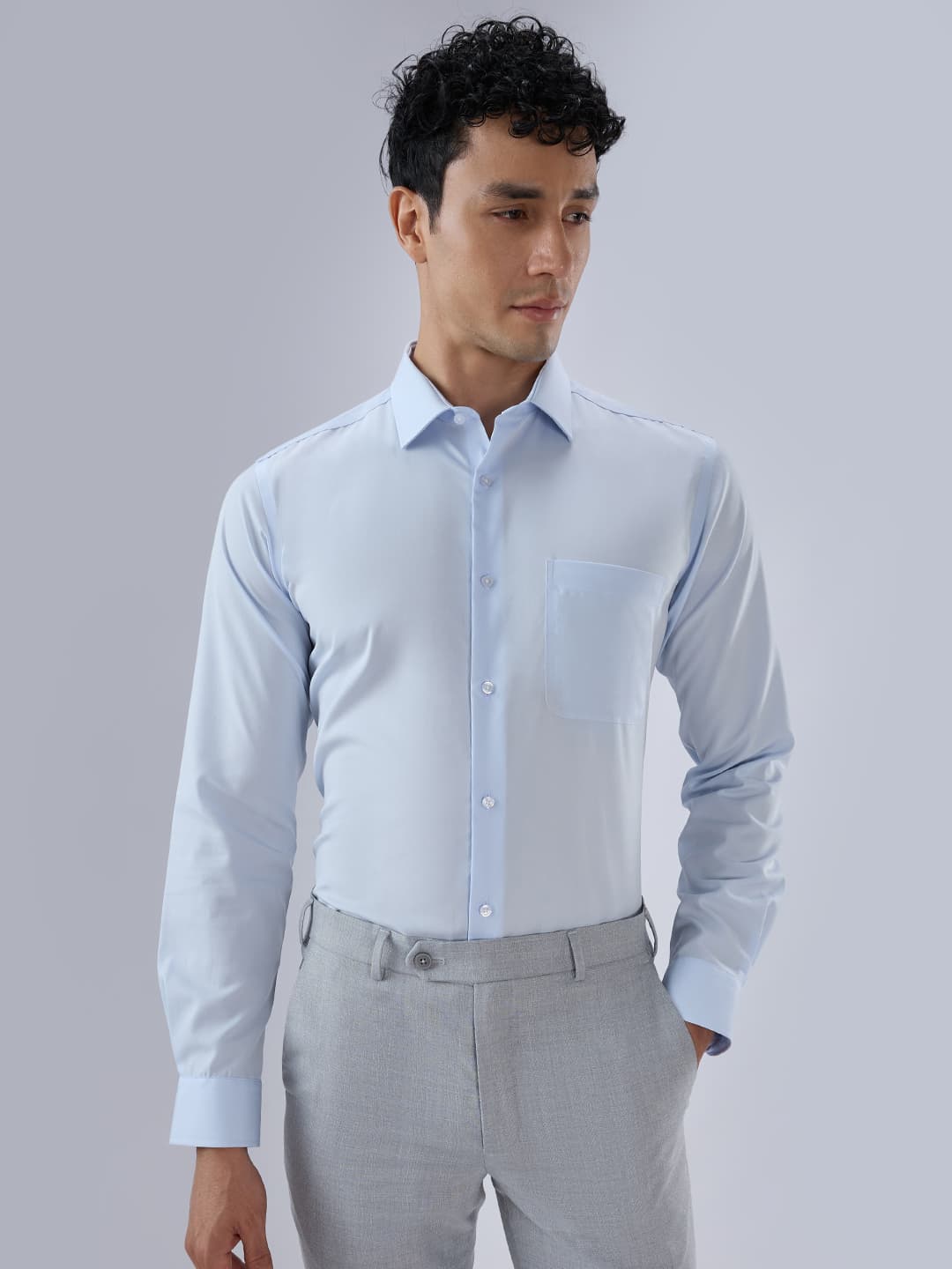 Men's Medium Blue Slim Fit Casual Full Sleeves Cotton Shirt