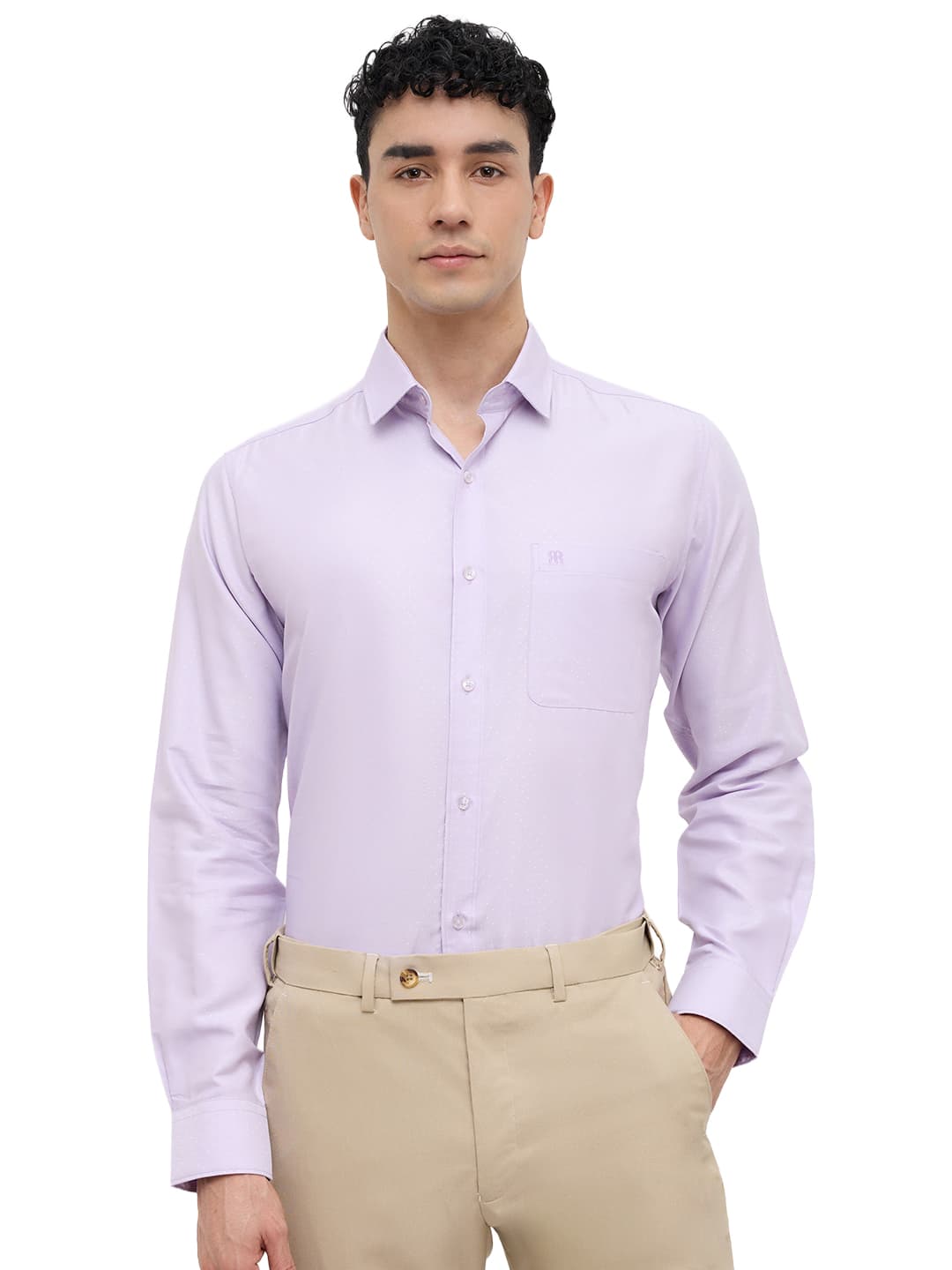Men's Light Violet Slim Fit Casual Full Sleeves Cotton Blend Shirt
