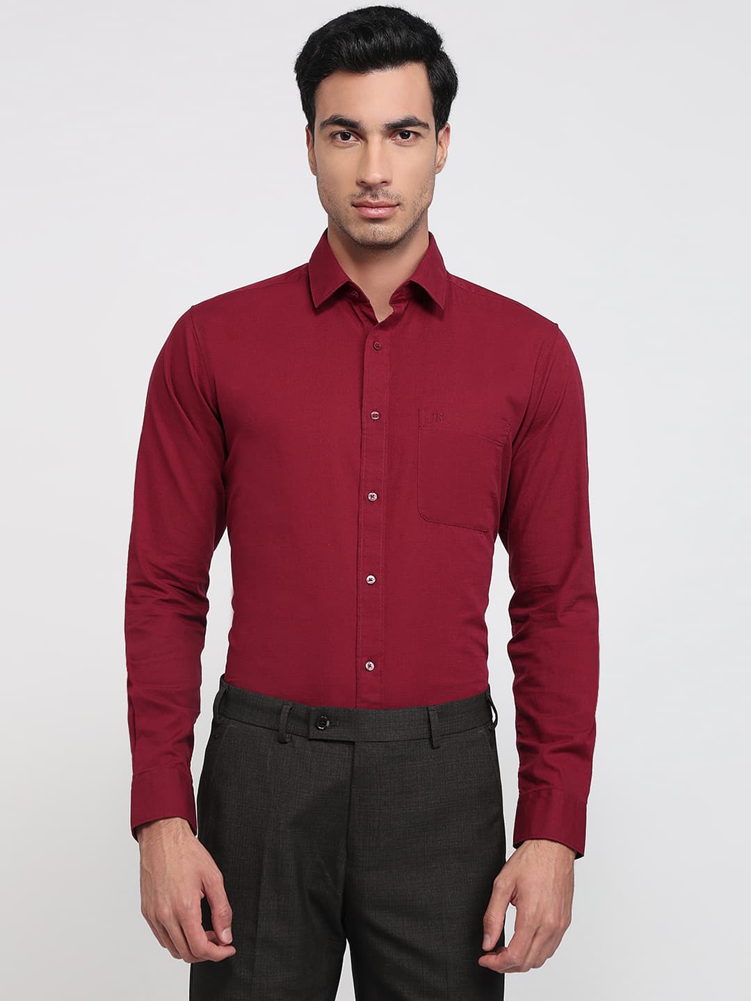 Men's Dark Maroon Slim Fit Casual Full Sleeves Cotton Shirt