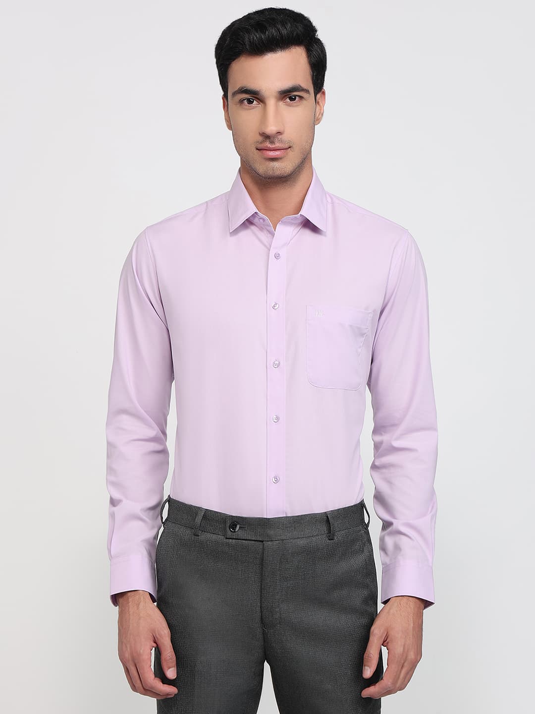 Men's Medium Violet Slim Fit Casual Full Sleeves Cotton Shirt