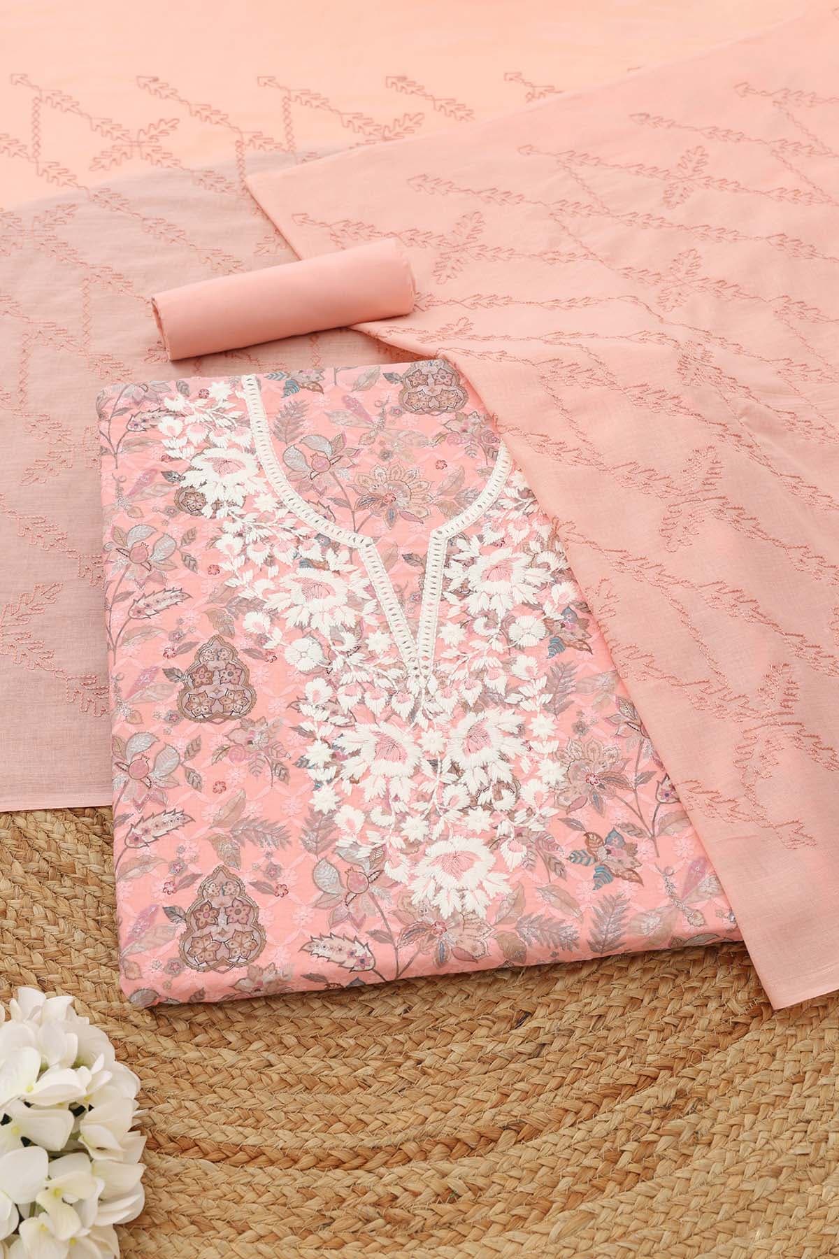 Women's Cream Festive Unstitch Dress Piece