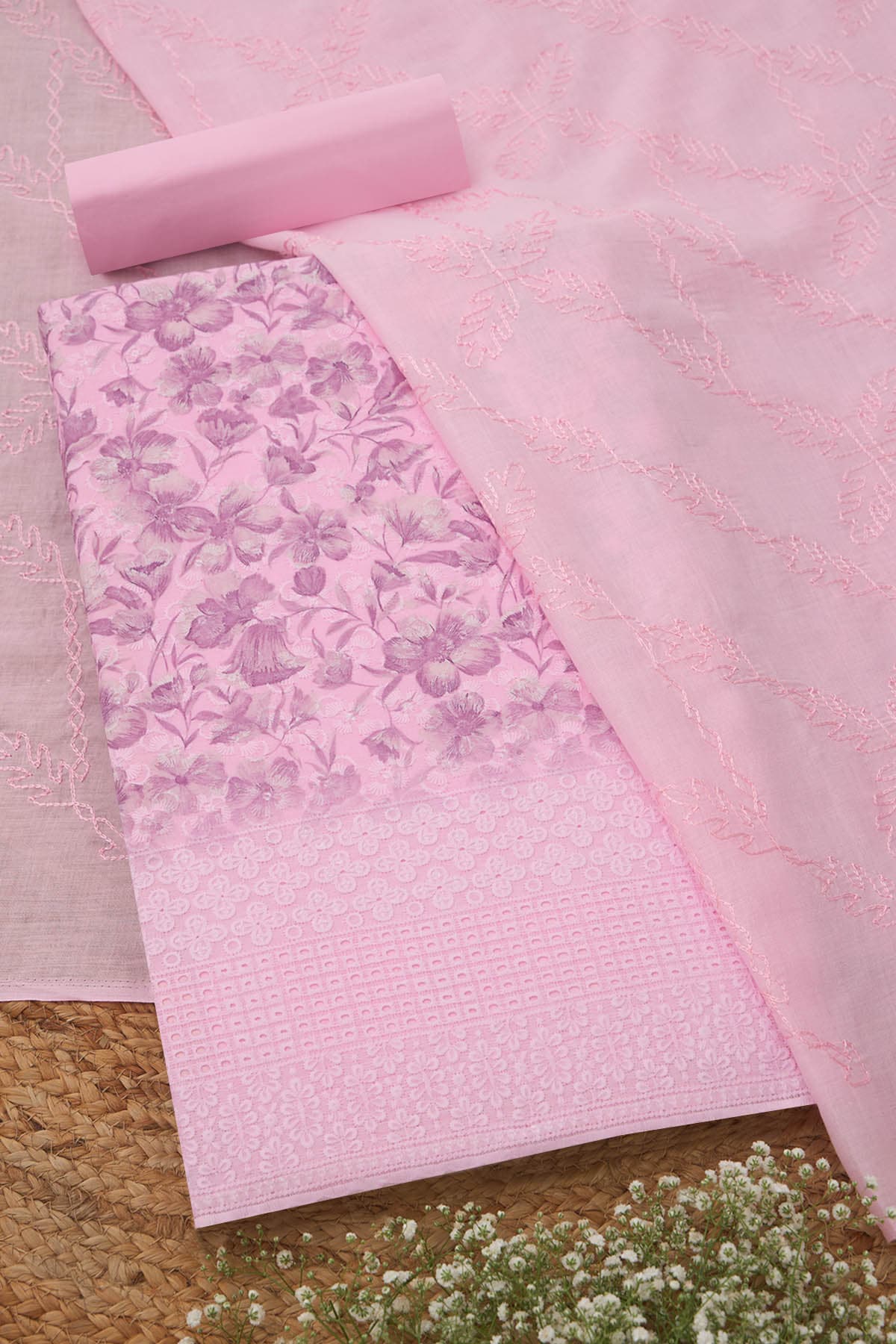 Women's Pink Casual Unstitch Dress Piece