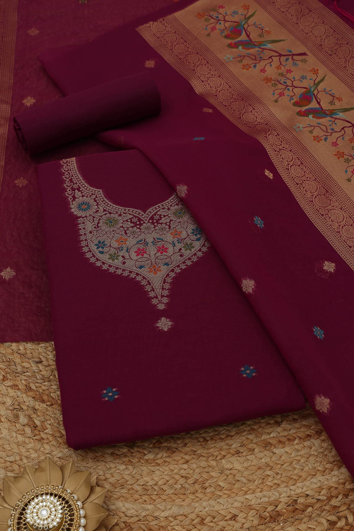 Women's Purple Festive Unstitch Dress Piece