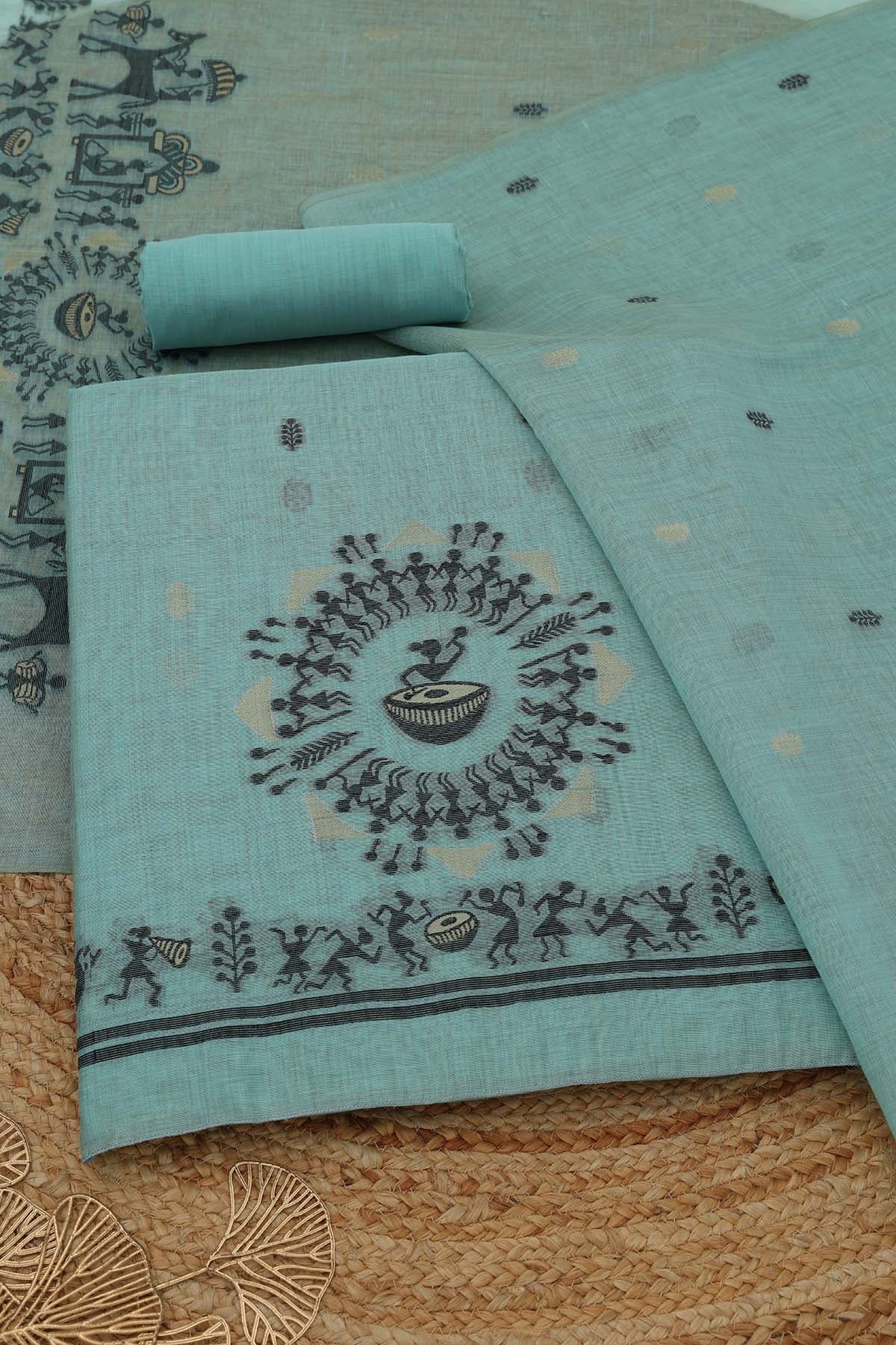 Women's Blue Festive Unstitch Dress Piece