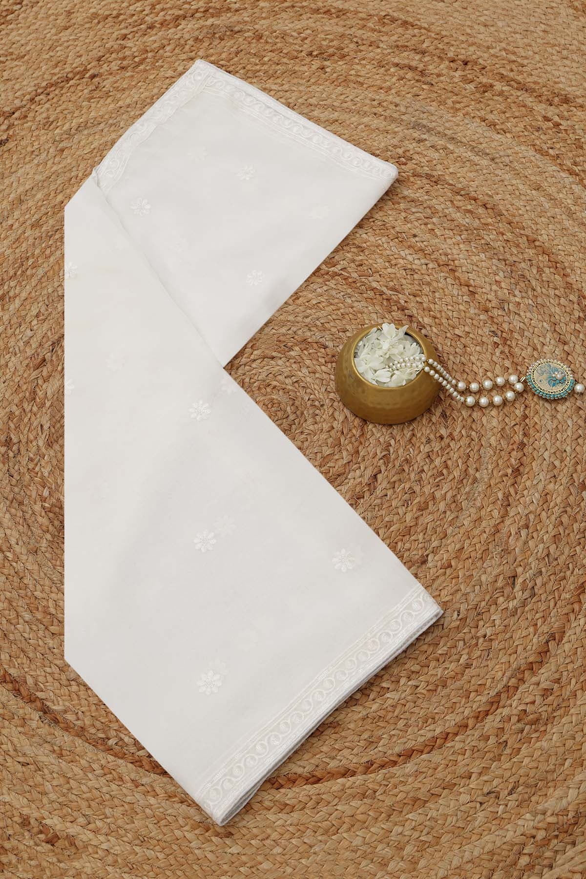 Women's White Festive Dupatta