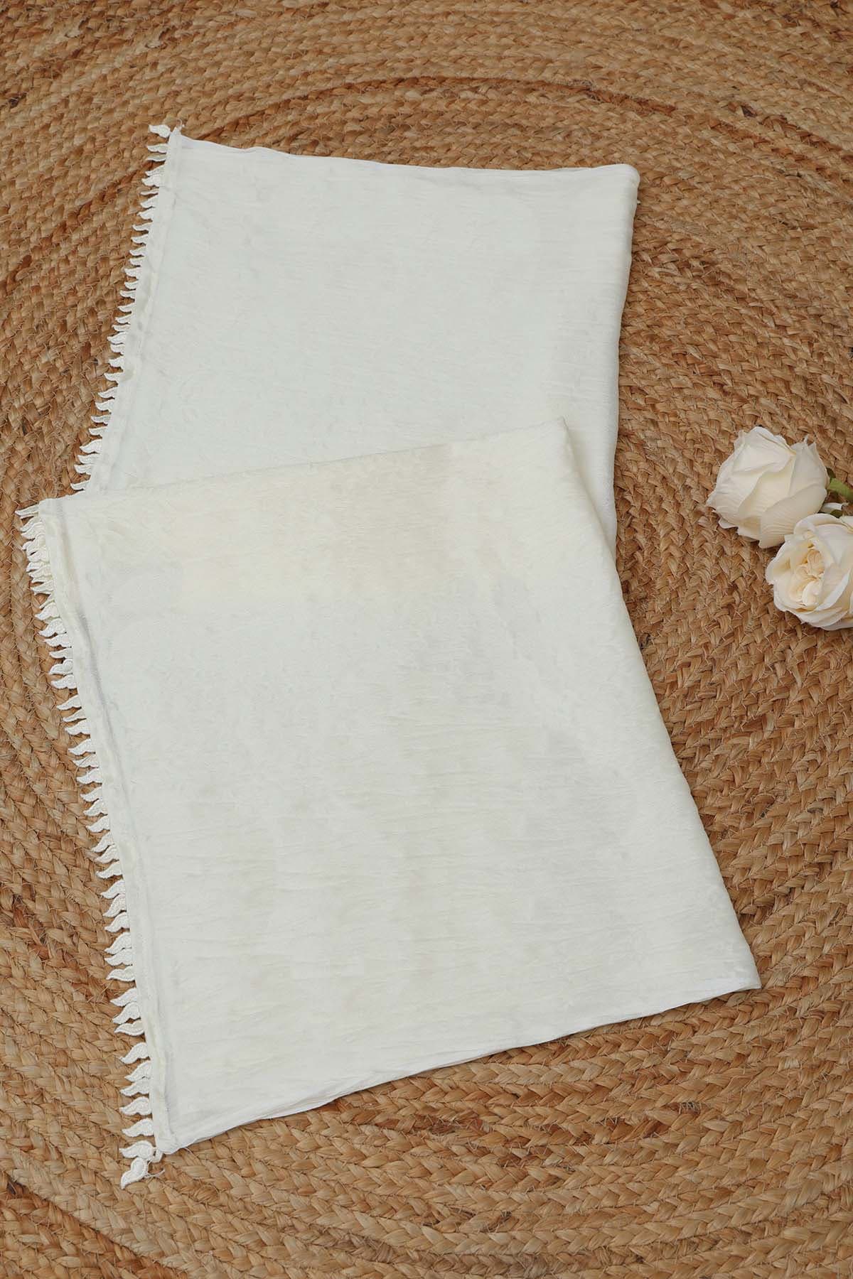 Women's White Festive Dupatta