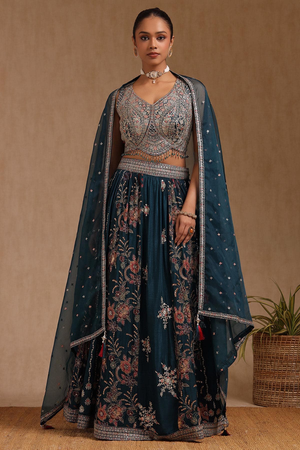 Women's Blue Festive Regular Fit Lehenga Choli