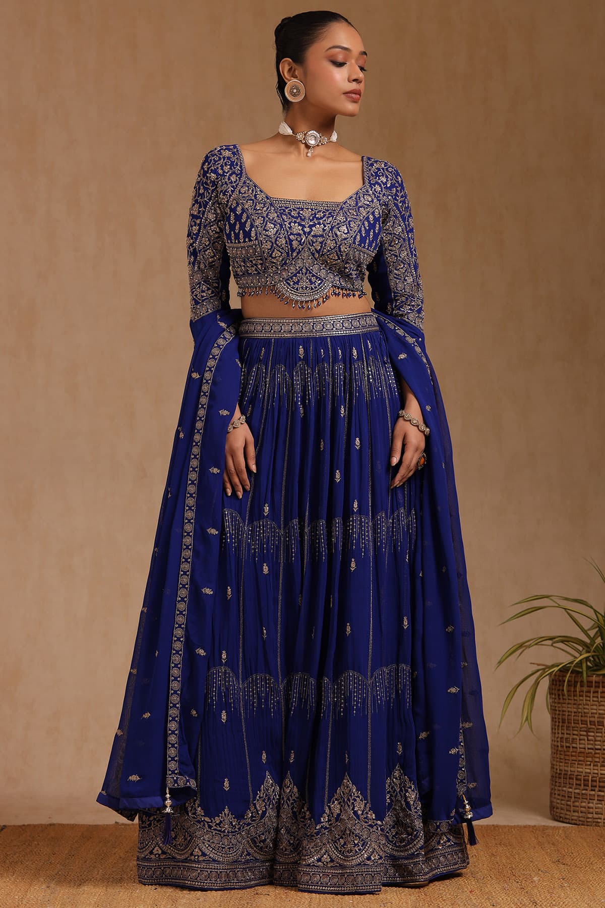 Women's Blue Festive Regular Fit Lehenga Choli